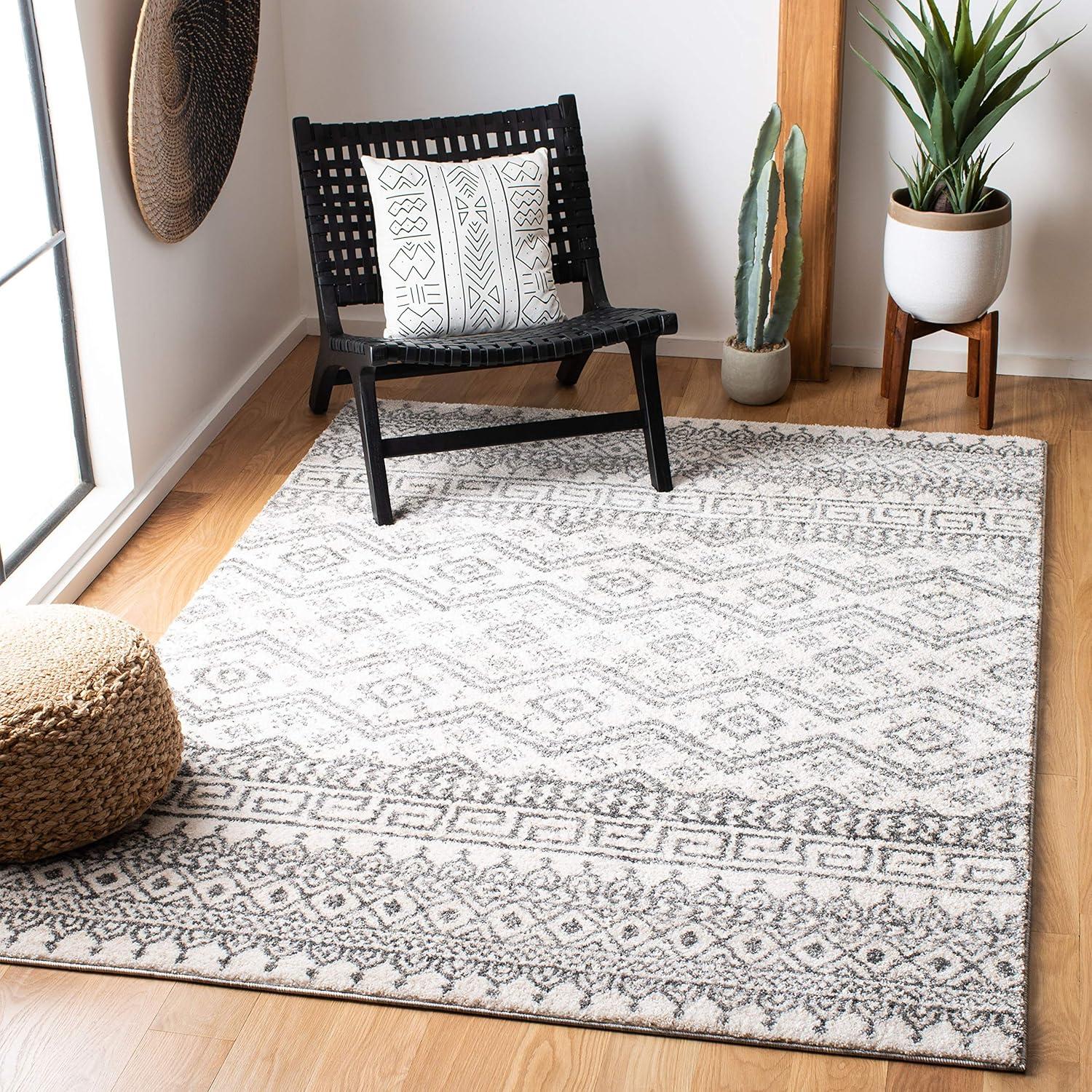 image:imageSAFAVIEH Tunisia Collection Area Rug 53 x 77 Black amp Ivory Moroccan Tribal Design NonShedding amp Easy Care Ideal for High Traffic Areas in Living Room Bedroom TUN737ZIvoryBlack