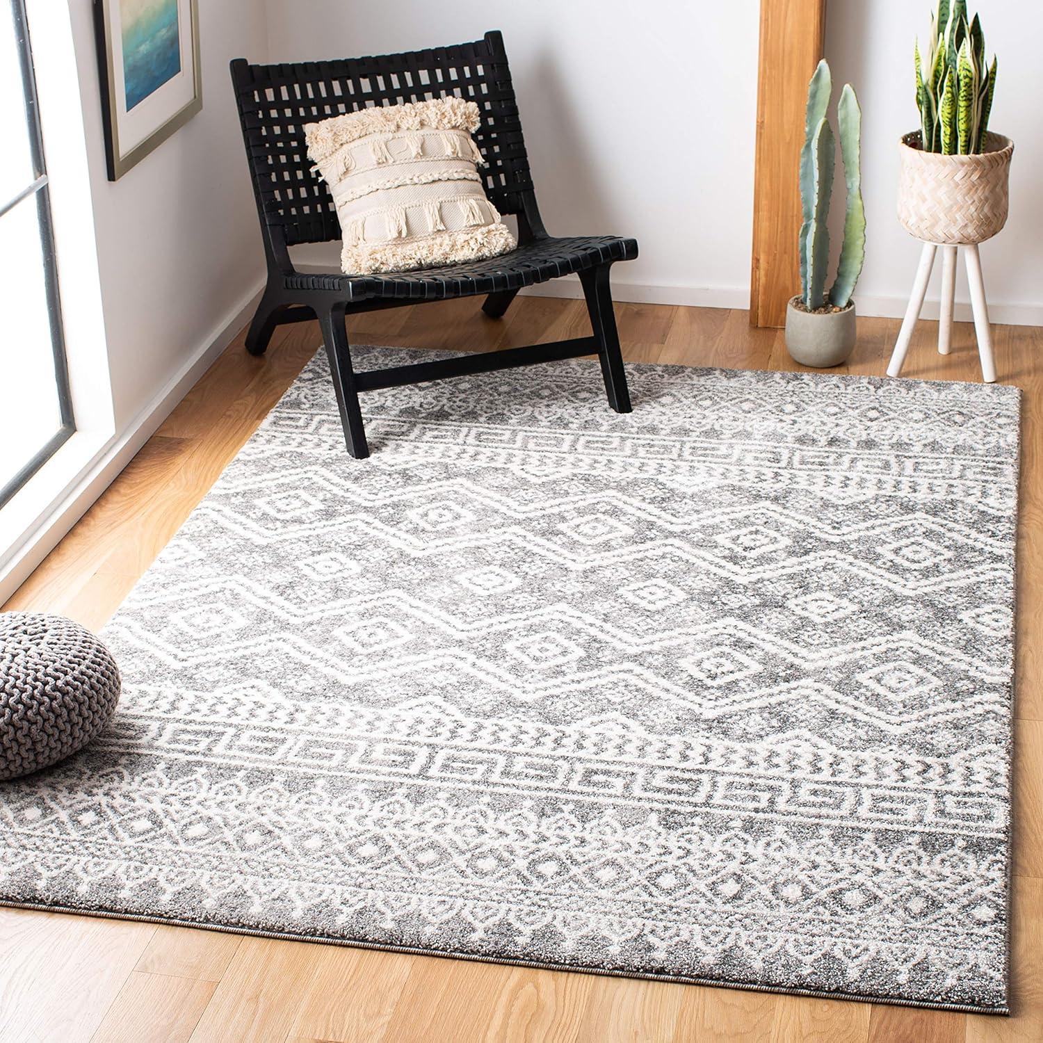 image:imageSAFAVIEH Tunisia Collection Area Rug 53 x 77 Black amp Ivory Moroccan Tribal Design NonShedding amp Easy Care Ideal for High Traffic Areas in Living Room Bedroom TUN737ZBlackIvory