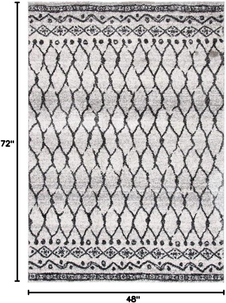image:imageSAFAVIEH Tunisia Collection Area Rug 53 x 77 Ivory amp Black Moroccan Tribal Design NonShedding amp Easy Care Ideal for High Traffic Areas in Living Room Bedroom TUN760AIvoryBlack