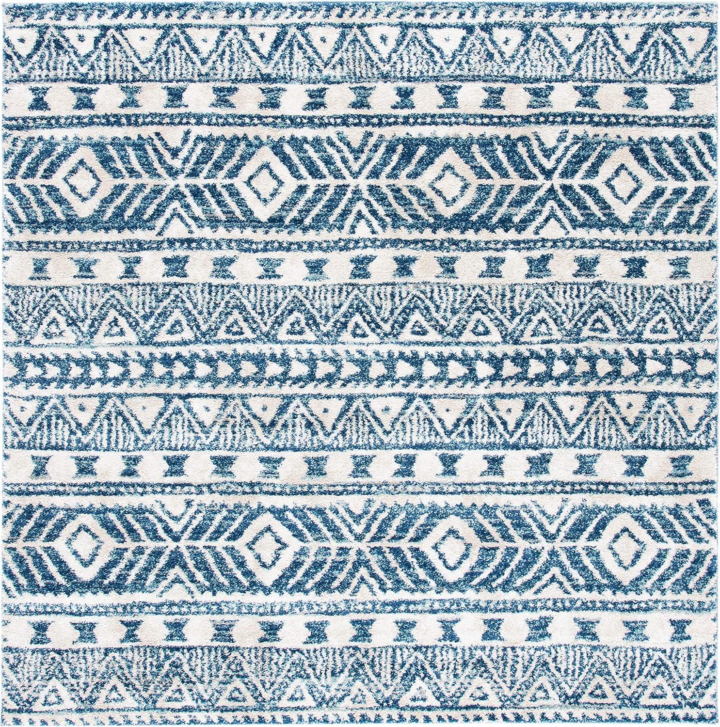 image:imageSAFAVIEH Tunisia Collection Area Rug 53 x 77 Navy amp Ivory Moroccan Tribal Design NonShedding amp Easy Care Ideal for High Traffic Areas in Living Room Bedroom TUN739NNavyIvory