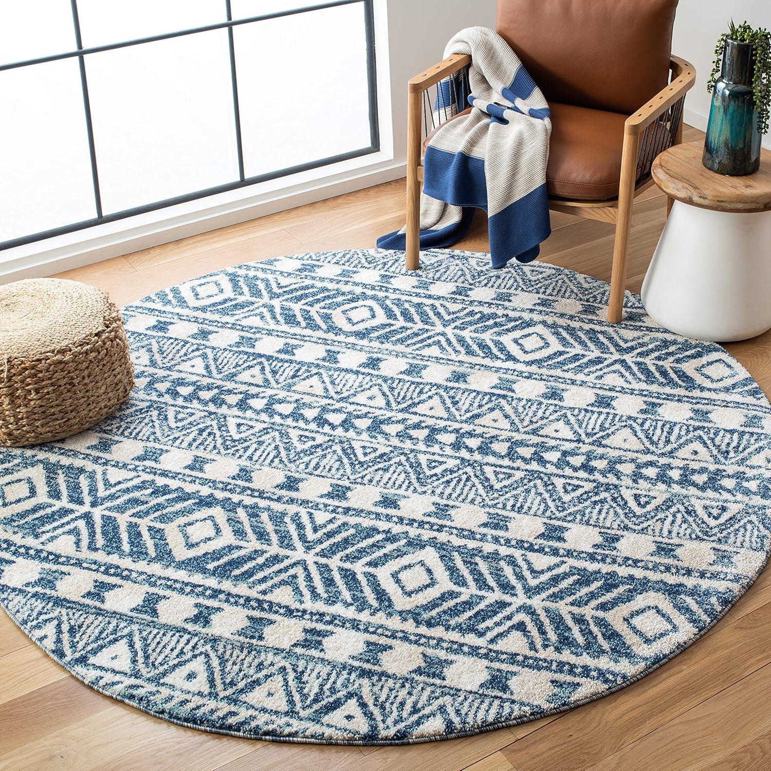 image:imageSAFAVIEH Tunisia Collection Area Rug 53 x 77 Navy amp Ivory Moroccan Tribal Design NonShedding amp Easy Care Ideal for High Traffic Areas in Living Room Bedroom TUN739NNavyIvory