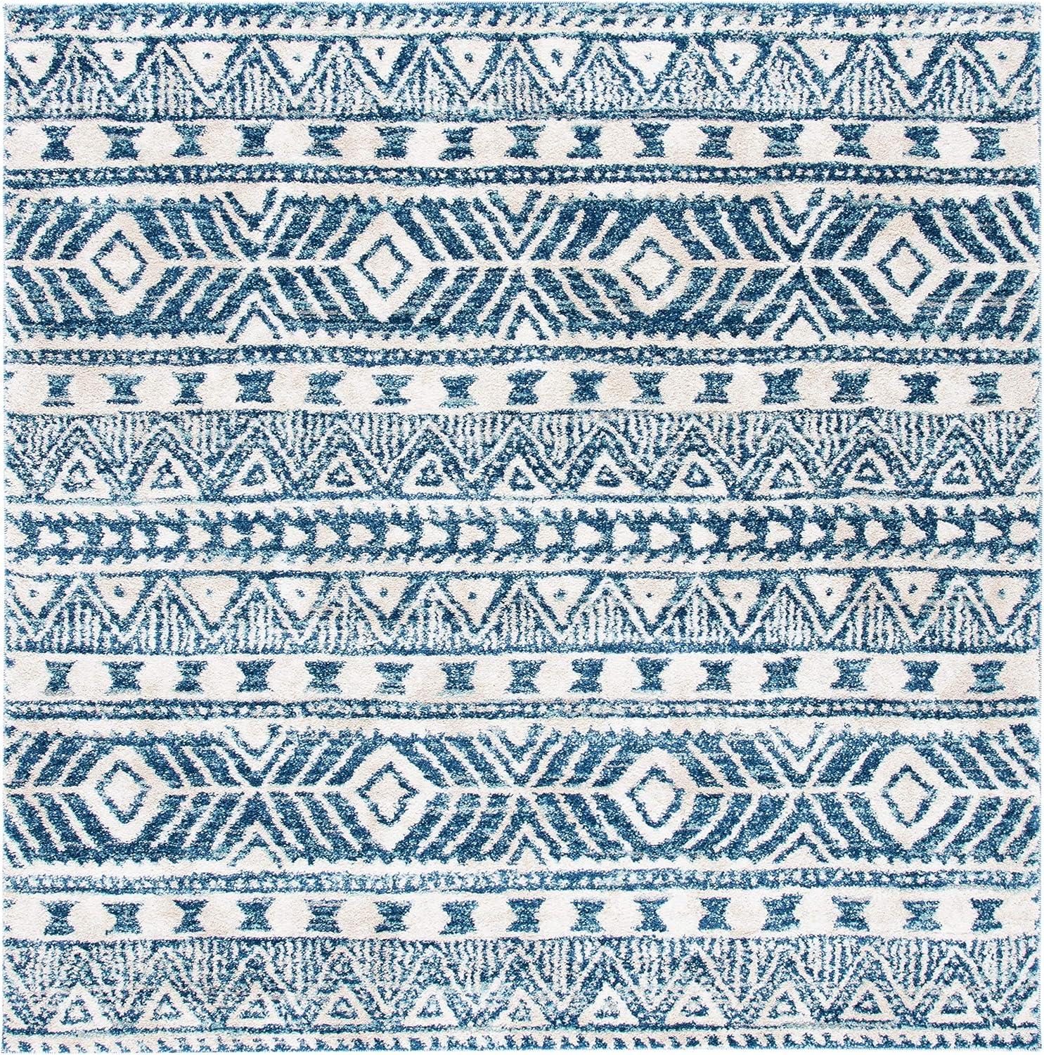 image:imageSAFAVIEH Tunisia Collection Area Rug 53 x 77 Navy amp Ivory Moroccan Tribal Design NonShedding amp Easy Care Ideal for High Traffic Areas in Living Room Bedroom TUN739NNavyIvory