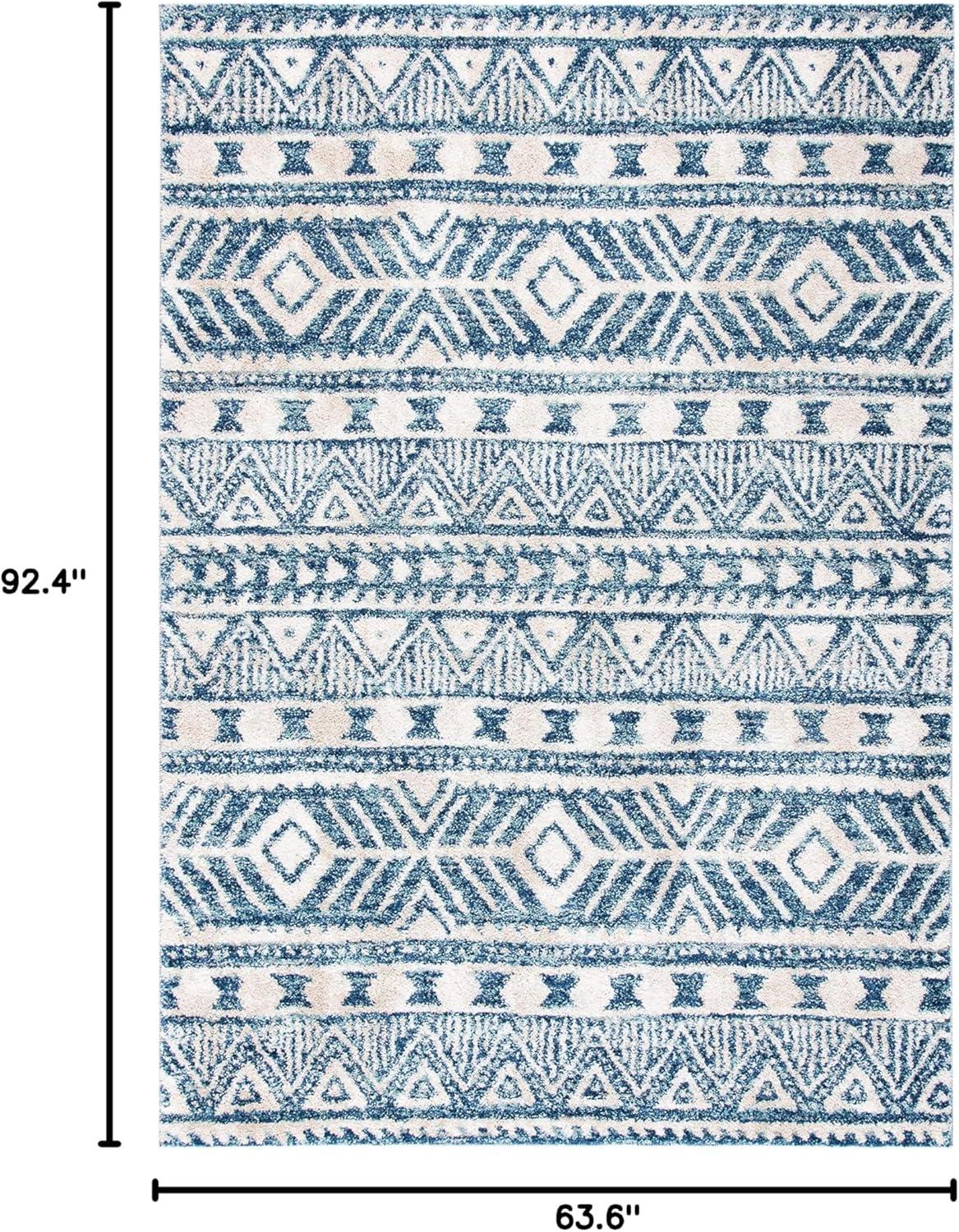 image:imageSAFAVIEH Tunisia Collection Area Rug 53 x 77 Navy amp Ivory Moroccan Tribal Design NonShedding amp Easy Care Ideal for High Traffic Areas in Living Room Bedroom TUN739NNavyIvory