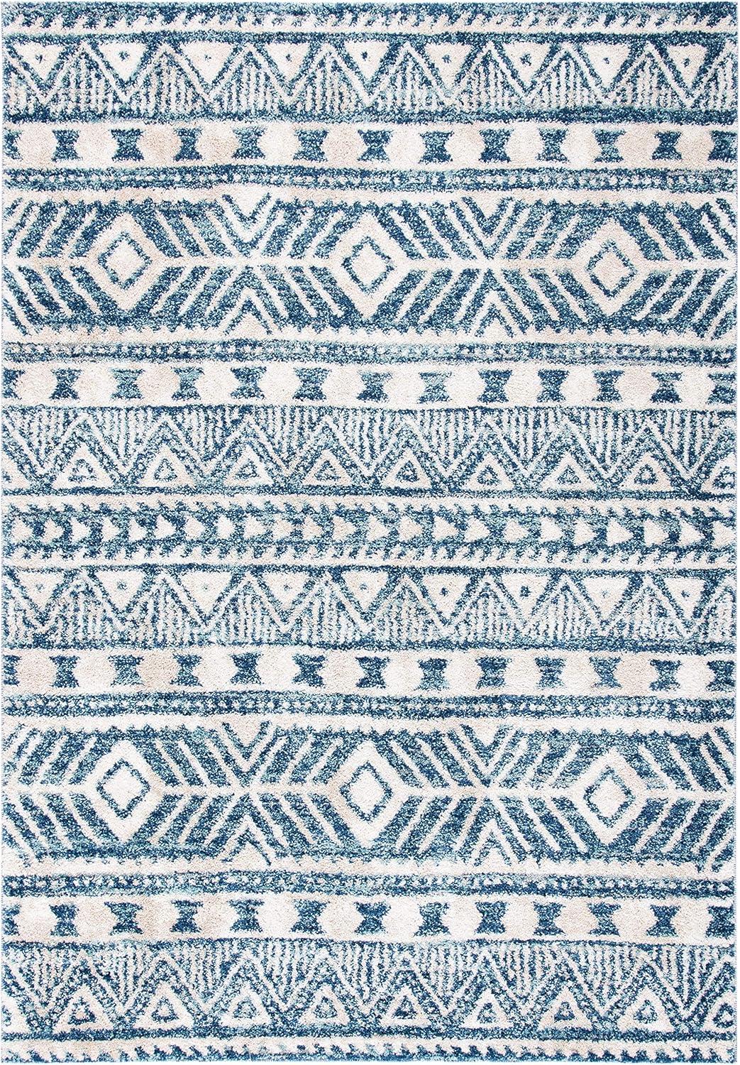 image:imageSAFAVIEH Tunisia Collection Area Rug 53 x 77 Navy amp Ivory Moroccan Tribal Design NonShedding amp Easy Care Ideal for High Traffic Areas in Living Room Bedroom TUN739NNavyIvory