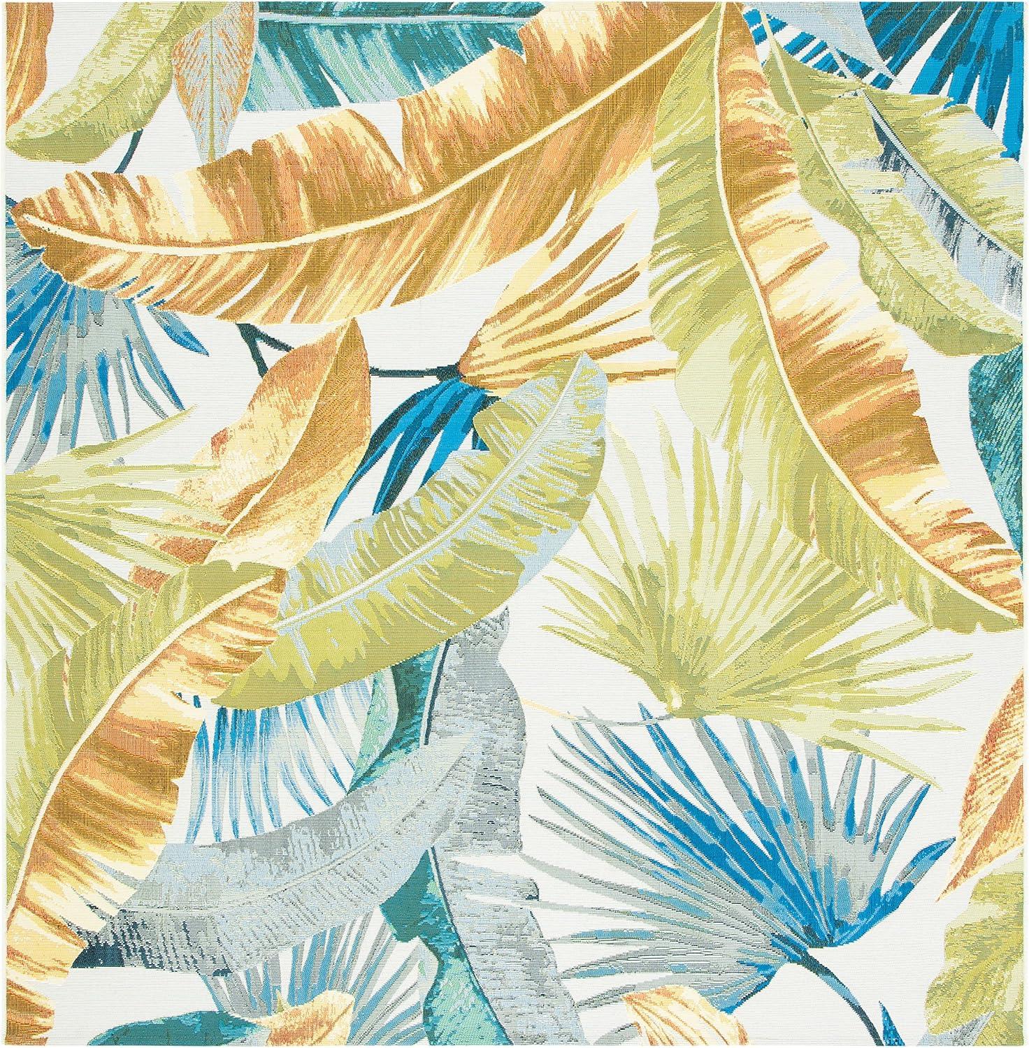image:imageSAFAVIEH Washable Rug Outdoor Barbados Collection 53 x 76 Gold amp Green NonShedding amp Easy to Clean Ideal for Patio Backyard Mudroom BAR520CGoldGreen