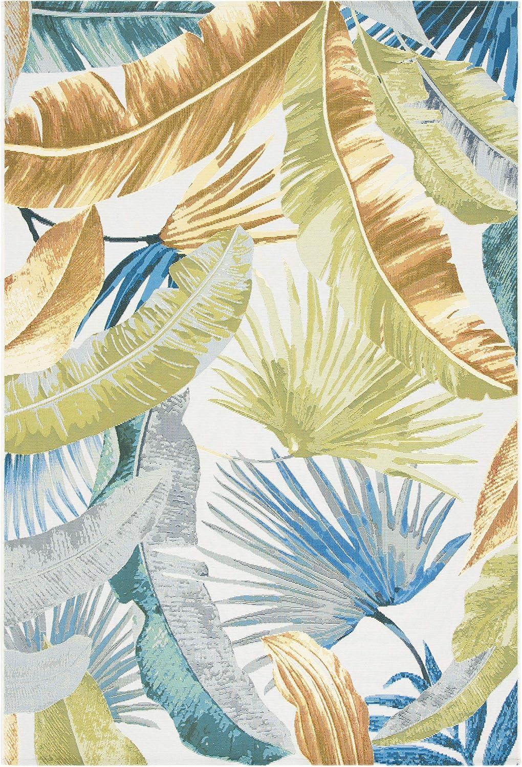 image:imageSAFAVIEH Washable Rug Outdoor Barbados Collection 53 x 76 Gold amp Green NonShedding amp Easy to Clean Ideal for Patio Backyard Mudroom BAR520CGoldGreen