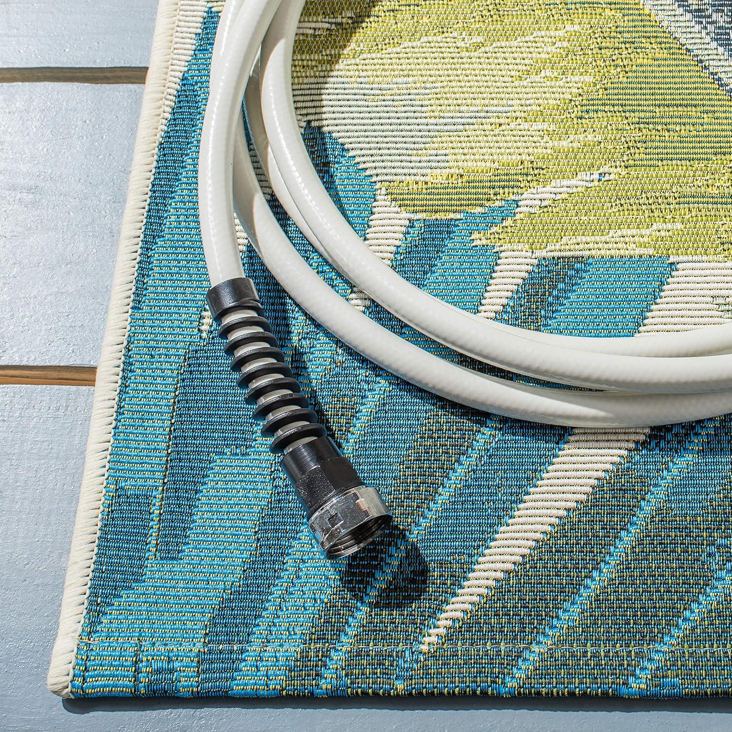 image:imageSAFAVIEH Washable Rug Outdoor Barbados Collection 53 x 76 Gold amp Green NonShedding amp Easy to Clean Ideal for Patio Backyard Mudroom BAR520CGoldGreen