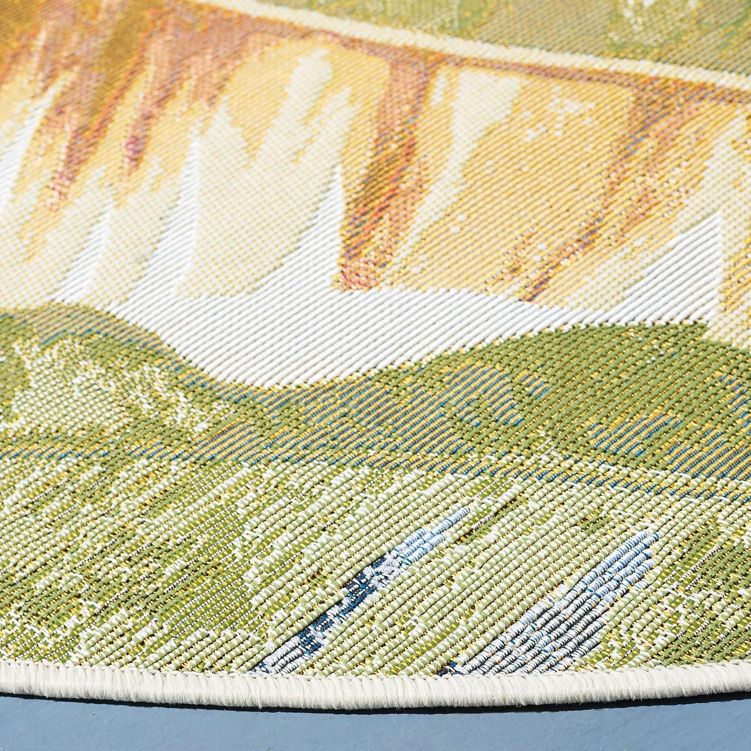 image:imageSAFAVIEH Washable Rug Outdoor Barbados Collection 53 x 76 Gold amp Green NonShedding amp Easy to Clean Ideal for Patio Backyard Mudroom BAR520CGoldGreen