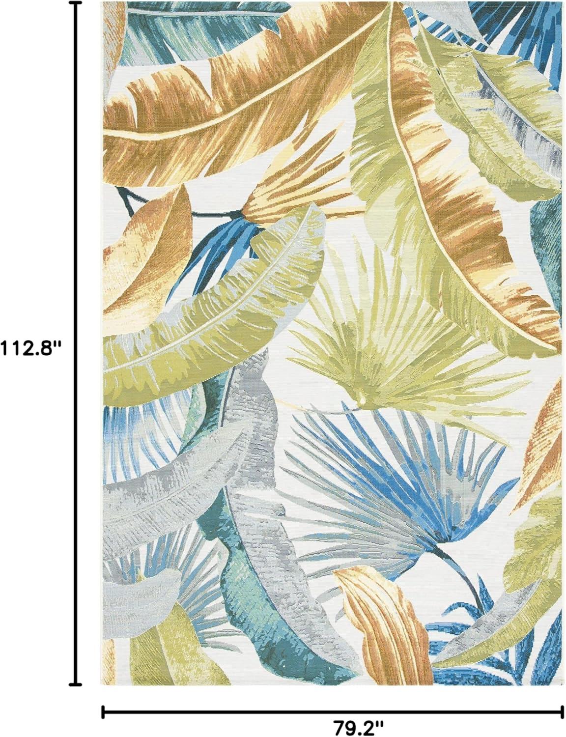 image:imageSAFAVIEH Washable Rug Outdoor Barbados Collection 53 x 76 Gold amp Green NonShedding amp Easy to Clean Ideal for Patio Backyard Mudroom BAR520CGoldGreen