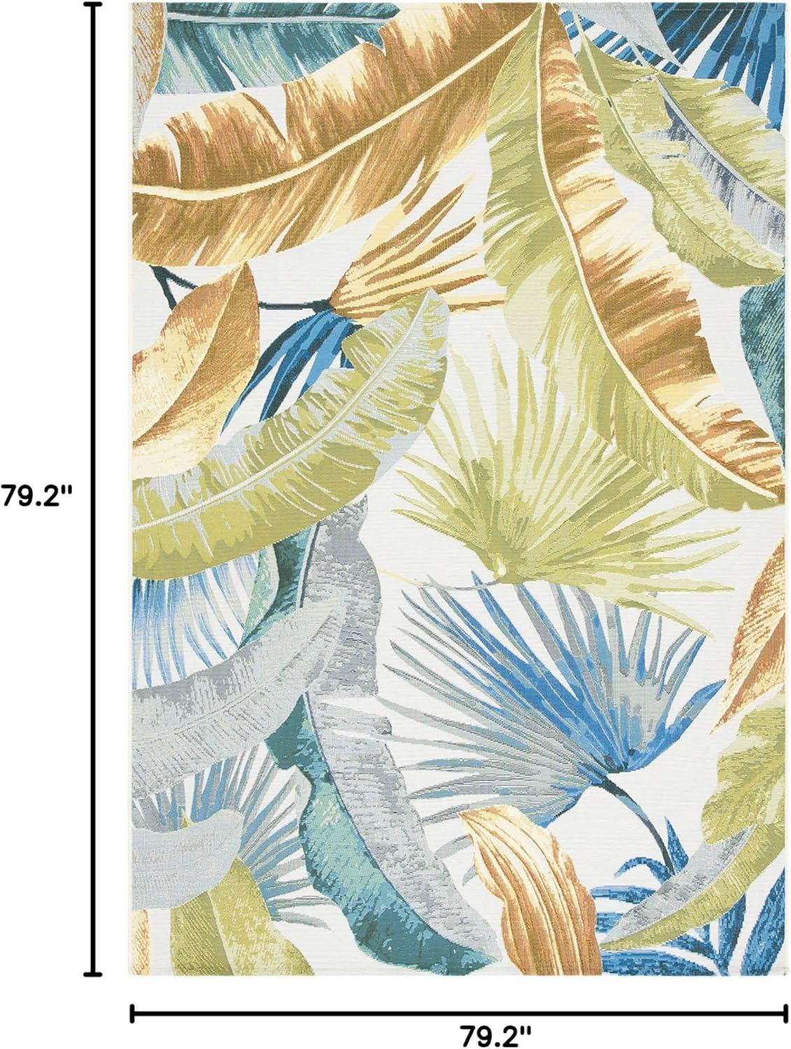 image:imageSAFAVIEH Washable Rug Outdoor Barbados Collection 53 x 76 Gold amp Green NonShedding amp Easy to Clean Ideal for Patio Backyard Mudroom BAR520CGoldGreen
