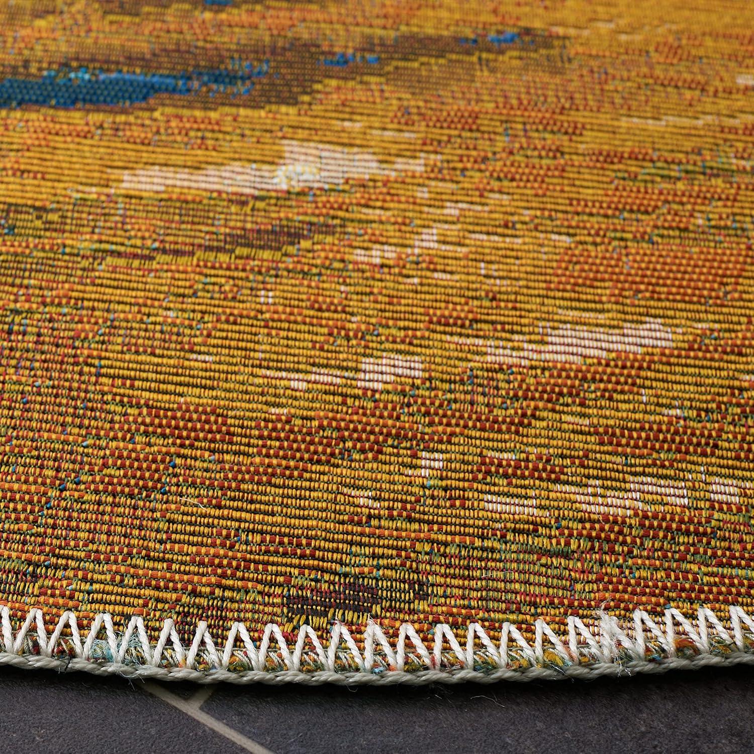 image:imageSAFAVIEH Washable Rug Outdoor Barbados Collection 8 x 105 Blue amp Gold NonShedding amp Easy to Clean Ideal for Patio Backyard Mudroom BAR510MBlueGold