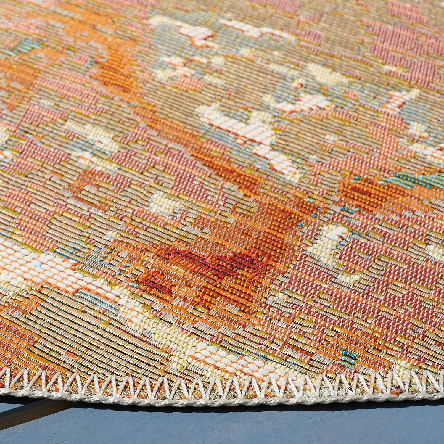 image:imageSAFAVIEH Washable Rug Outdoor Barbados Collection 8 x 105 Gold amp Blue NonShedding amp Easy to Clean Ideal for Patio Backyard Mudroom BAR515AGoldBlue