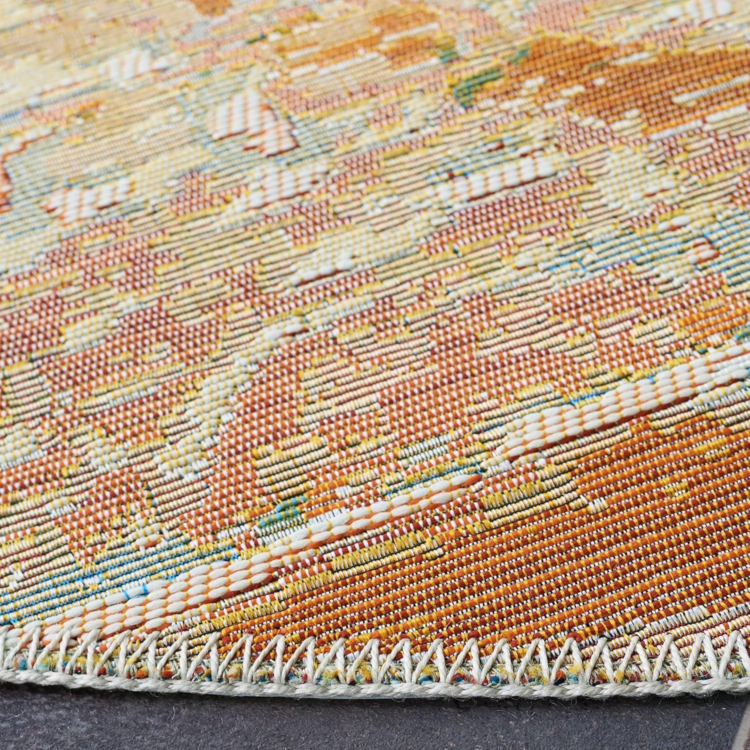 image:imageSAFAVIEH Washable Rug Outdoor Barbados Collection 8 x 105 Gold amp Blue NonShedding amp Easy to Clean Ideal for Patio Backyard Mudroom BAR515AGoldBlue