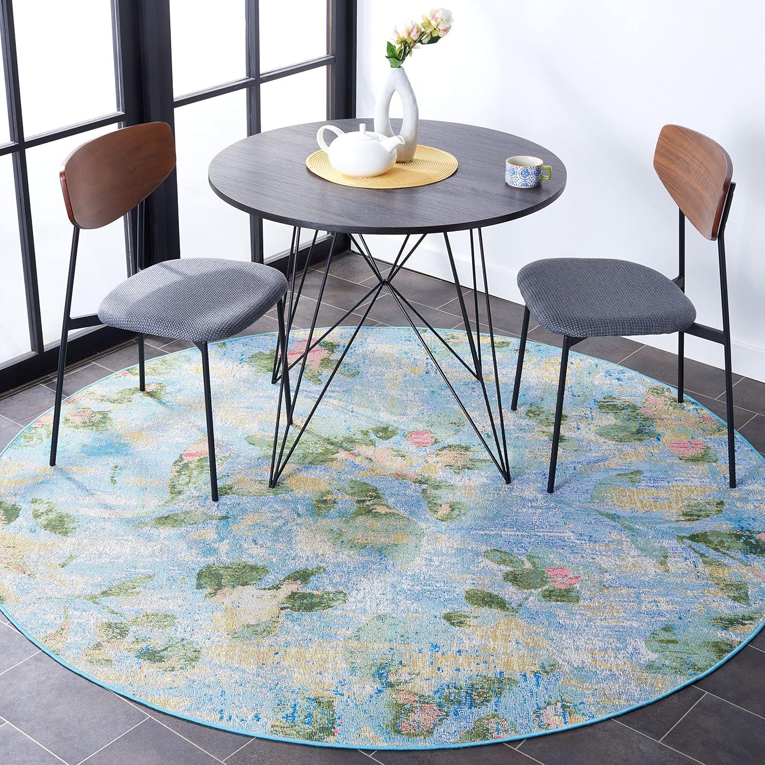 image:imageSAFAVIEH Washable Rug Outdoor Barbados Collection 8 x 105 Light Blue amp Green NonShedding amp Easy to Clean Ideal for Patio Backyard Mudroom BAR522MLight BlueGreen