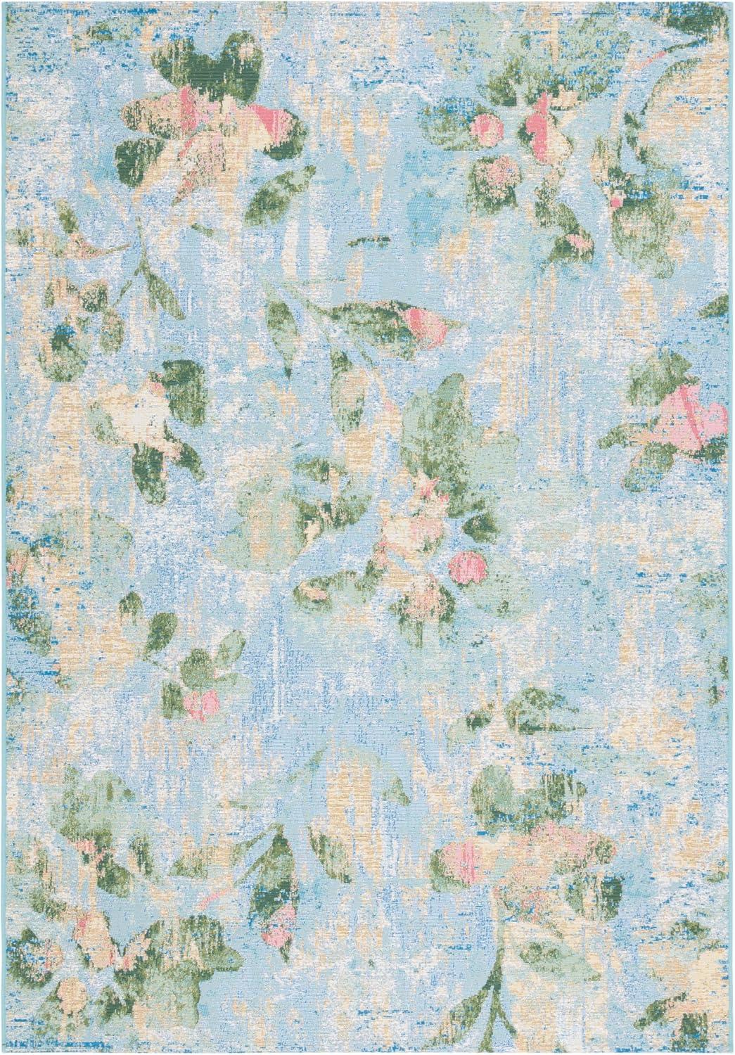 image:imageSAFAVIEH Washable Rug Outdoor Barbados Collection 8 x 105 Light Blue amp Green NonShedding amp Easy to Clean Ideal for Patio Backyard Mudroom BAR522MLight BlueGreen