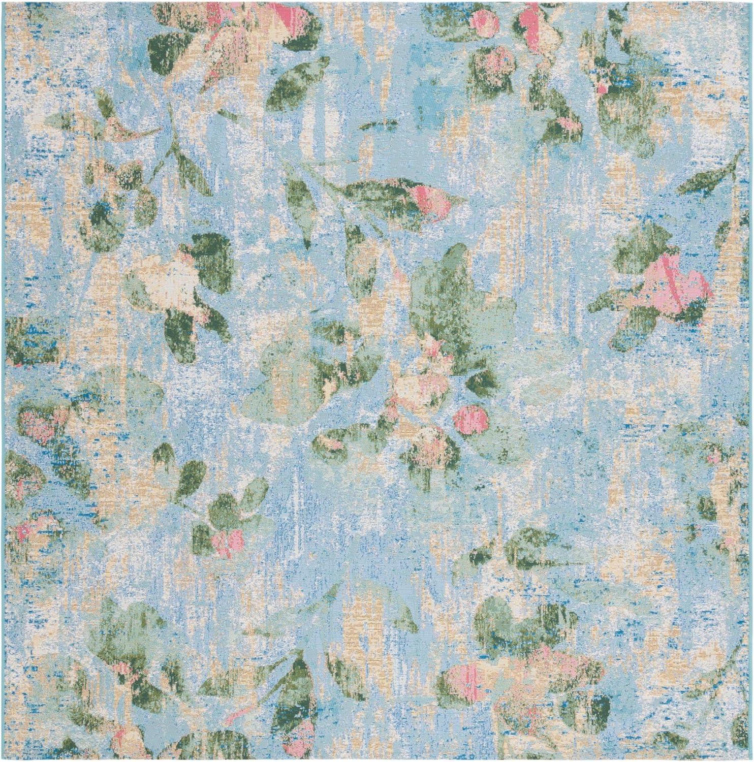 image:imageSAFAVIEH Washable Rug Outdoor Barbados Collection 8 x 105 Light Blue amp Green NonShedding amp Easy to Clean Ideal for Patio Backyard Mudroom BAR522MLight BlueGreen