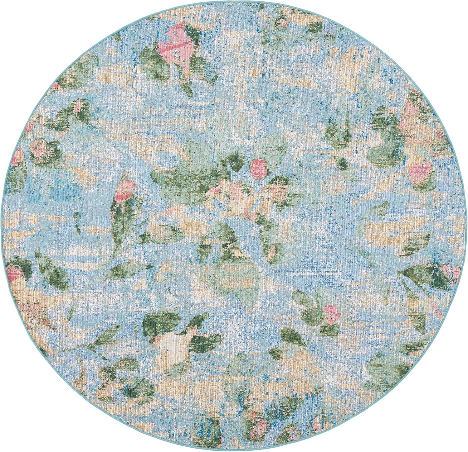 image:imageSAFAVIEH Washable Rug Outdoor Barbados Collection 8 x 105 Light Blue amp Green NonShedding amp Easy to Clean Ideal for Patio Backyard Mudroom BAR522MLight BlueGreen