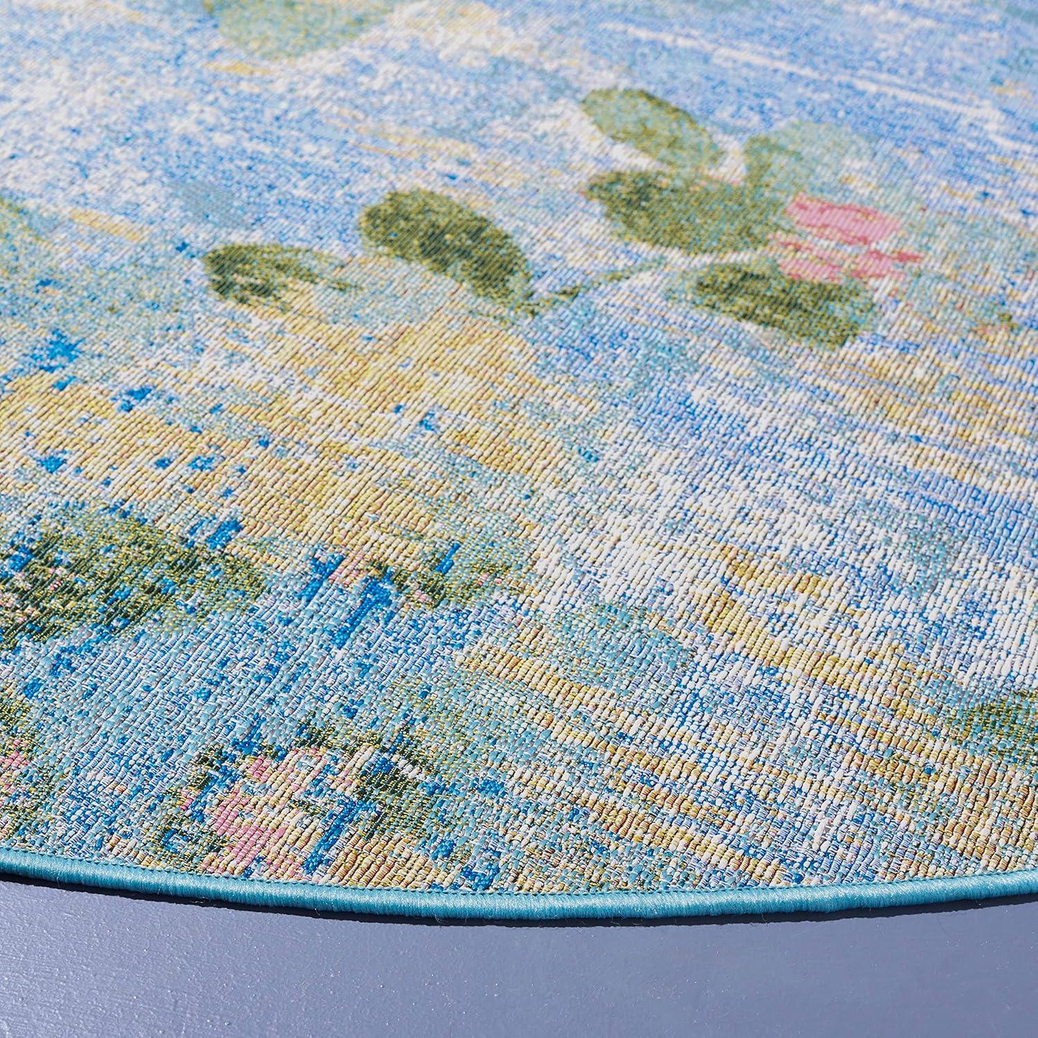 image:imageSAFAVIEH Washable Rug Outdoor Barbados Collection 8 x 105 Light Blue amp Green NonShedding amp Easy to Clean Ideal for Patio Backyard Mudroom BAR522MLight BlueGreen