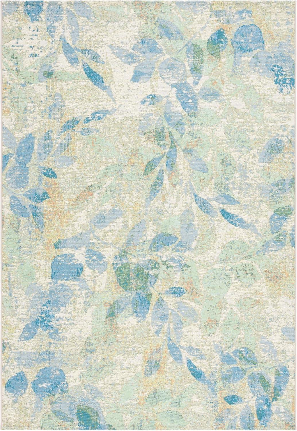 image:imageSAFAVIEH Washable Rug Outdoor Barbados Collection 91 x 125 Blue amp Ivory NonShedding amp Easy to Clean Ideal for Patio Backyard Mudroom BAR594MBlueIvory