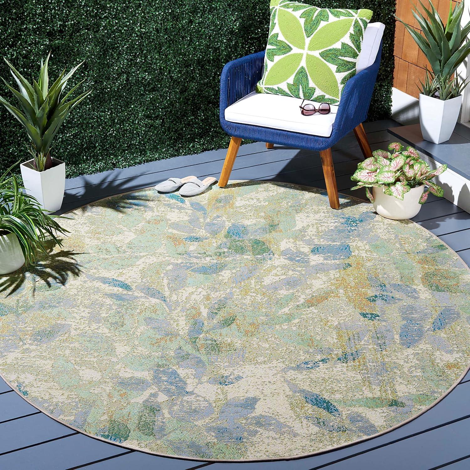 image:imageSAFAVIEH Washable Rug Outdoor Barbados Collection 91 x 125 Blue amp Ivory NonShedding amp Easy to Clean Ideal for Patio Backyard Mudroom BAR594MBlueIvory