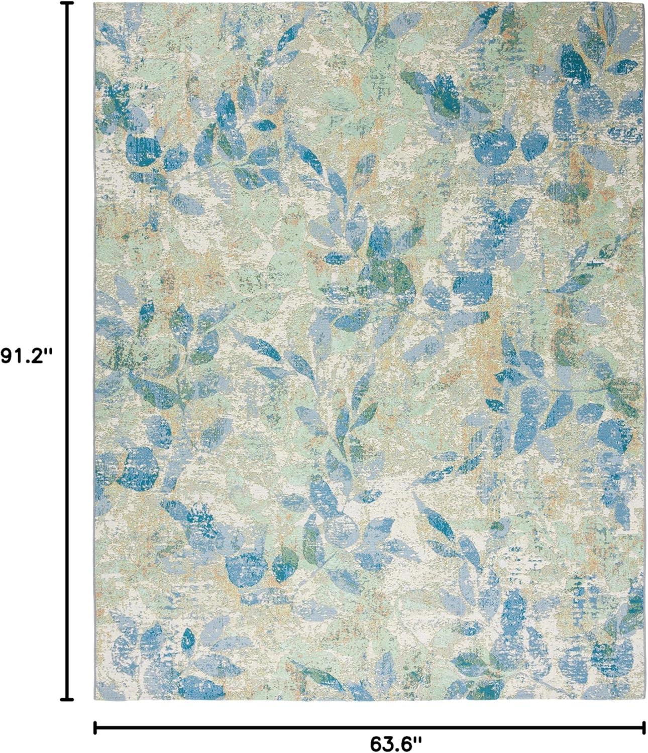 image:imageSAFAVIEH Washable Rug Outdoor Barbados Collection 91 x 125 Blue amp Ivory NonShedding amp Easy to Clean Ideal for Patio Backyard Mudroom BAR594MBlueIvory