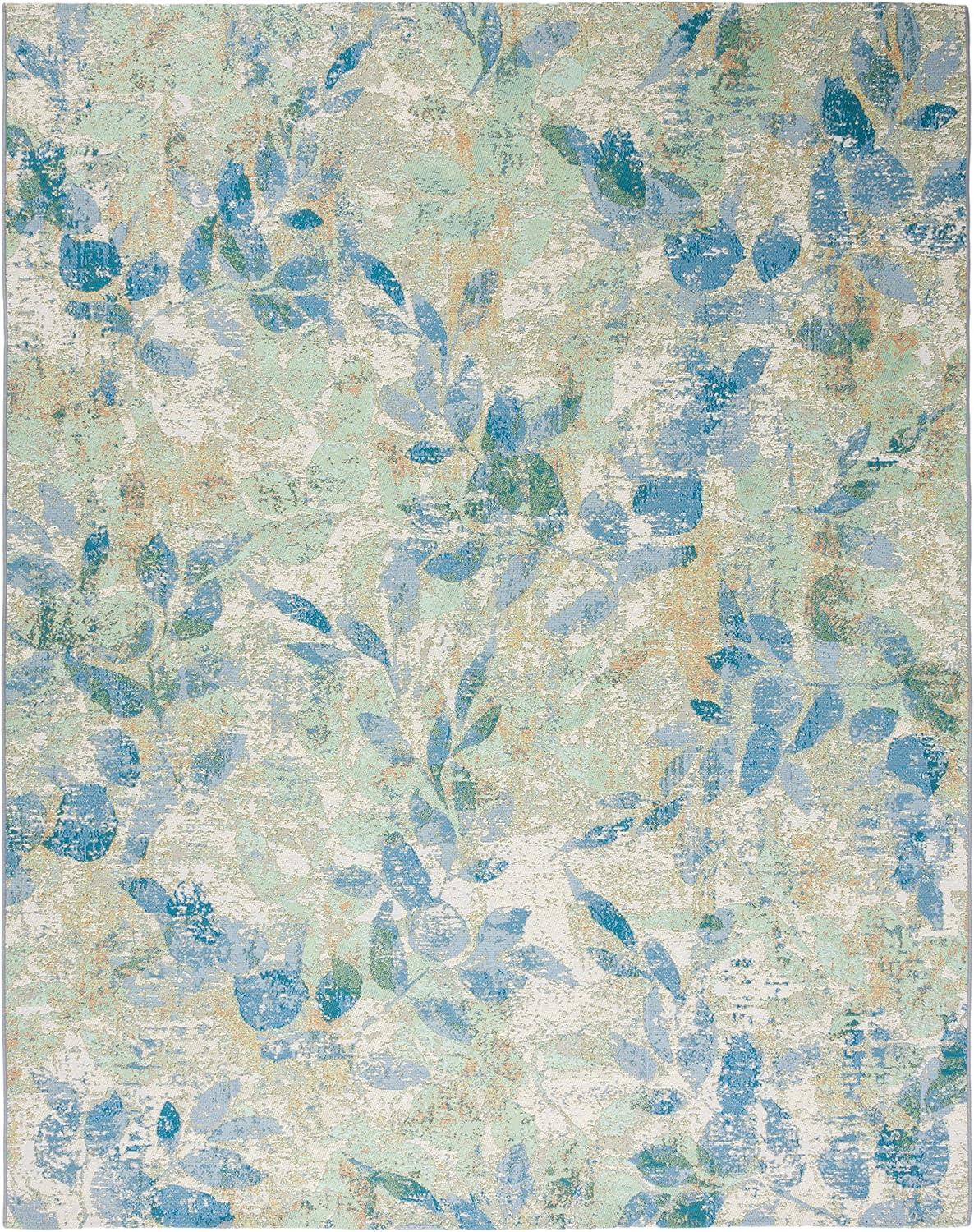 image:imageSAFAVIEH Washable Rug Outdoor Barbados Collection 91 x 125 Blue amp Ivory NonShedding amp Easy to Clean Ideal for Patio Backyard Mudroom BAR594MBlueIvory