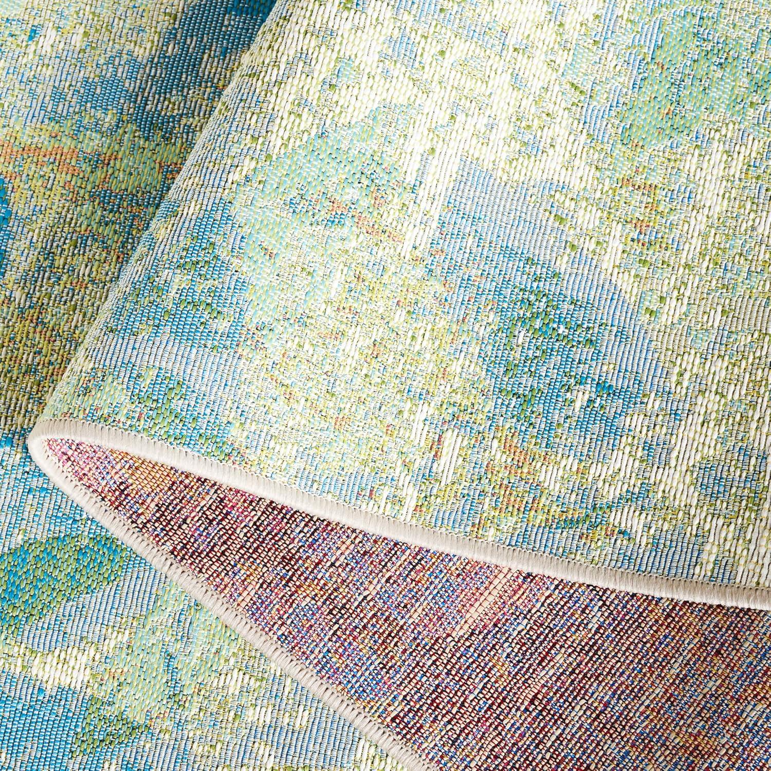 image:imageSAFAVIEH Washable Rug Outdoor Barbados Collection 91 x 125 Blue amp Ivory NonShedding amp Easy to Clean Ideal for Patio Backyard Mudroom BAR594MBlueIvory