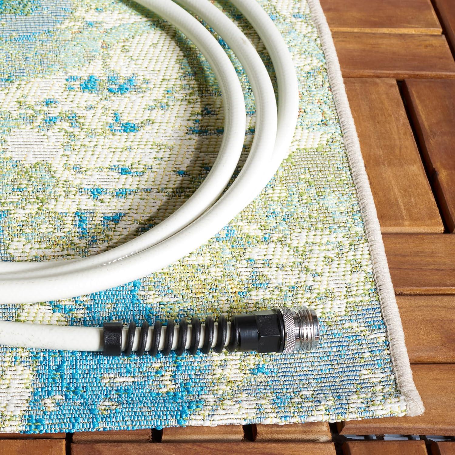 image:imageSAFAVIEH Washable Rug Outdoor Barbados Collection 91 x 125 Blue amp Ivory NonShedding amp Easy to Clean Ideal for Patio Backyard Mudroom BAR594MBlueIvory