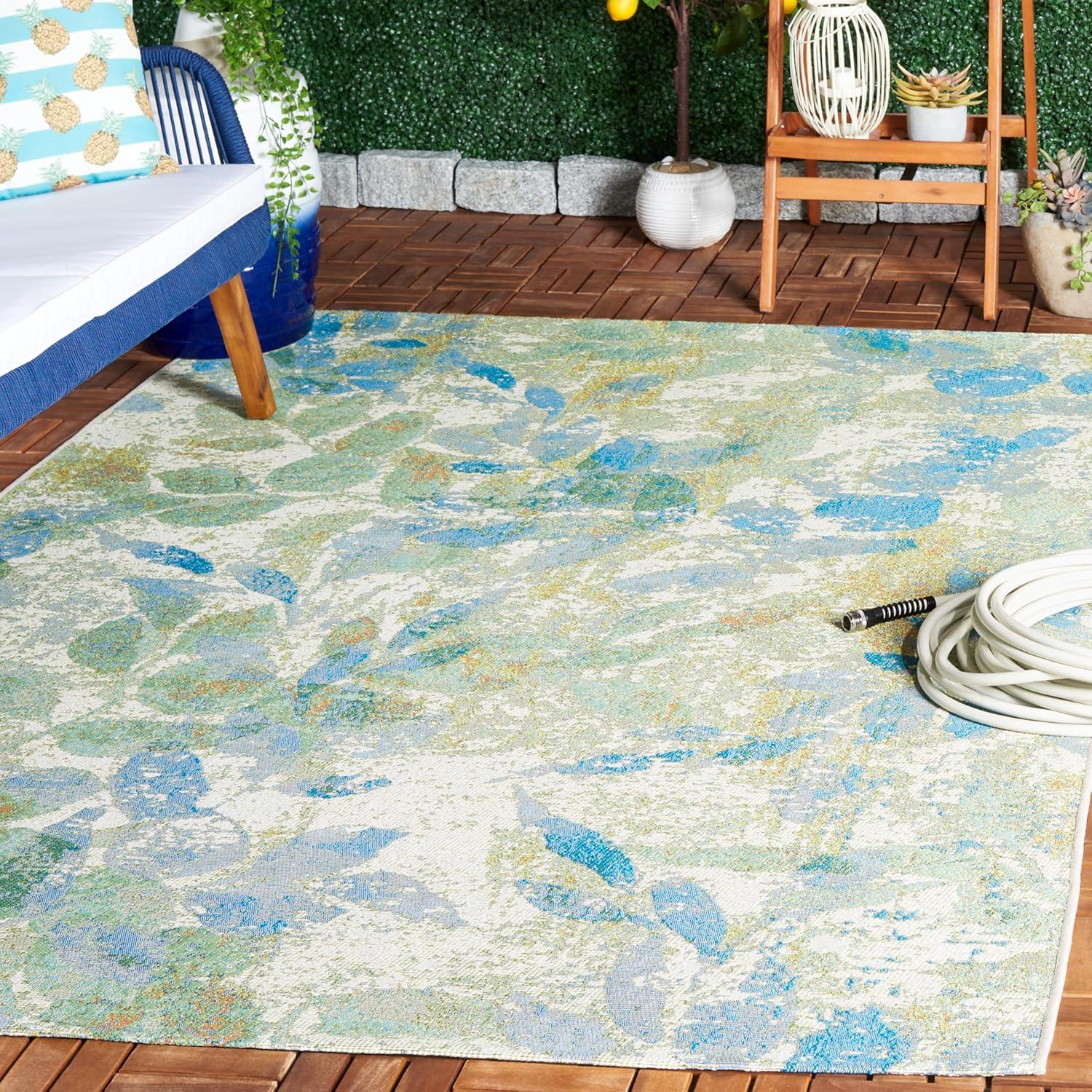 image:imageSAFAVIEH Washable Rug Outdoor Barbados Collection 91 x 125 Blue amp Ivory NonShedding amp Easy to Clean Ideal for Patio Backyard Mudroom BAR594MBlueIvory
