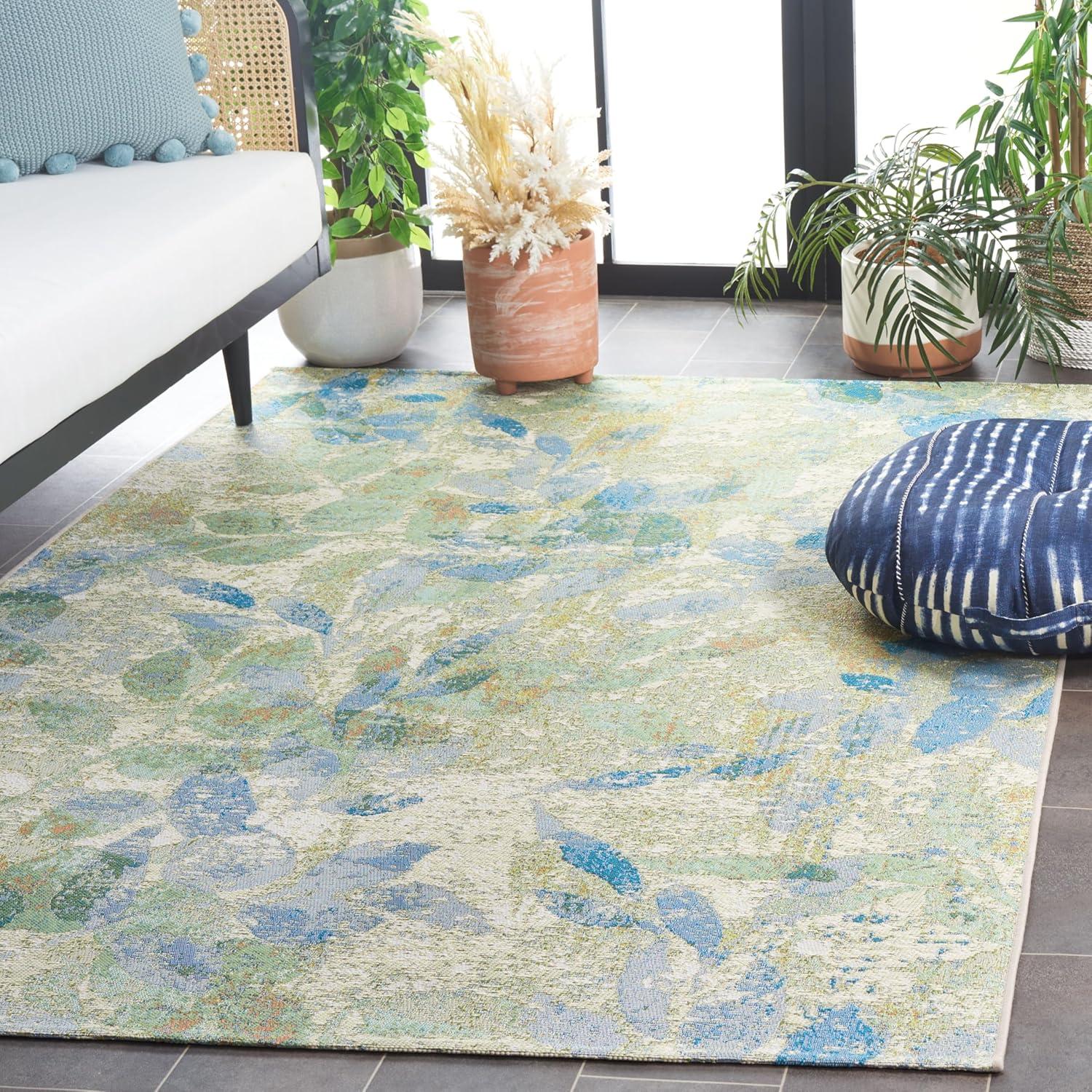 image:imageSAFAVIEH Washable Rug Outdoor Barbados Collection 91 x 125 Blue amp Ivory NonShedding amp Easy to Clean Ideal for Patio Backyard Mudroom BAR594MBlueIvory