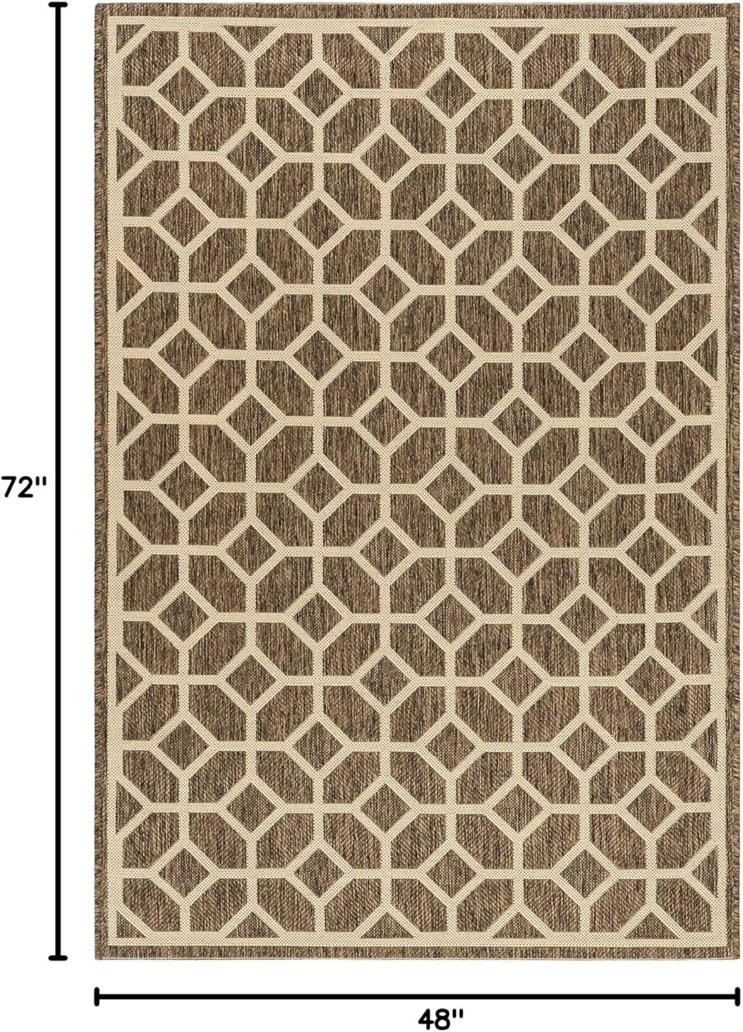 image:imageSAFAVIEH Washable Rug Outdoor Beach House Collection 8 x 10 Beige amp Cream NonShedding amp Easy to Clean Ideal for Patio Backyard Mudroom BHS127DBeigeCream