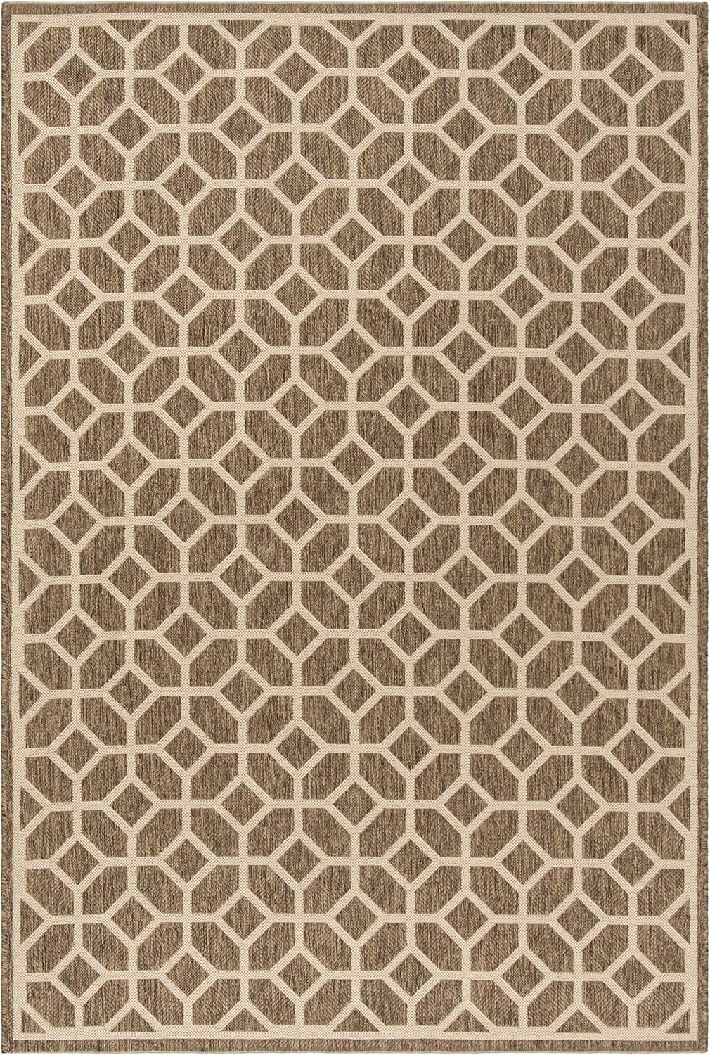 image:imageSAFAVIEH Washable Rug Outdoor Beach House Collection 8 x 10 Beige amp Cream NonShedding amp Easy to Clean Ideal for Patio Backyard Mudroom BHS127DBeigeCream