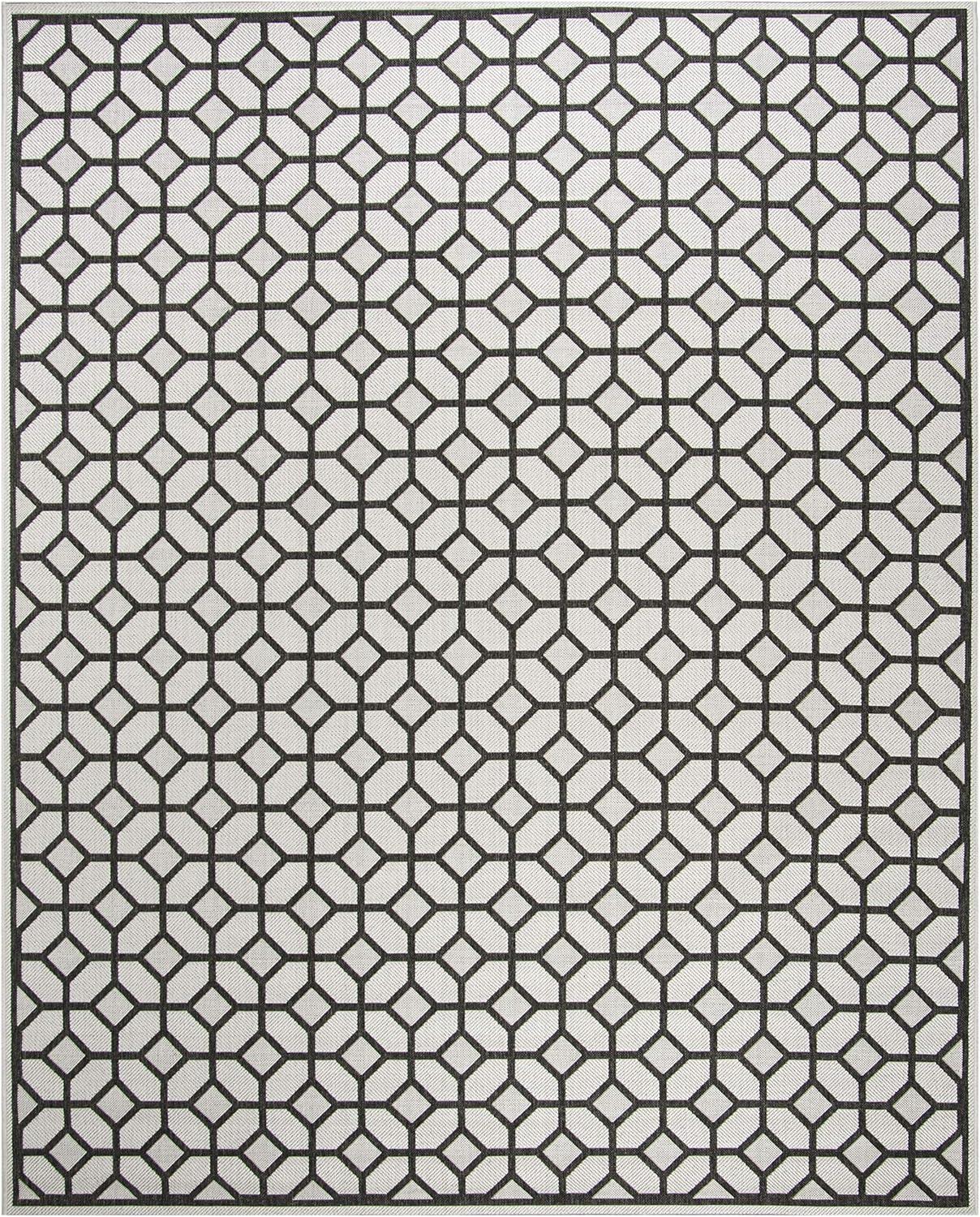 image:imageSAFAVIEH Washable Rug Outdoor Beach House Collection 8 x 10 Beige amp Cream NonShedding amp Easy to Clean Ideal for Patio Backyard Mudroom BHS127DLight GreyCharcoal