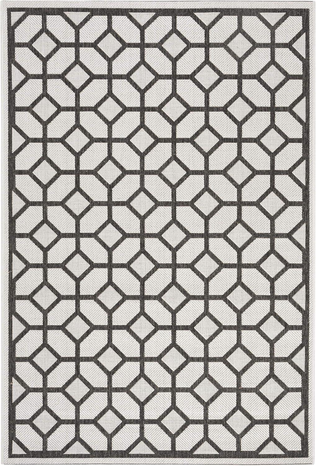 image:imageSAFAVIEH Washable Rug Outdoor Beach House Collection 8 x 10 Beige amp Cream NonShedding amp Easy to Clean Ideal for Patio Backyard Mudroom BHS127DLight GreyCharcoal