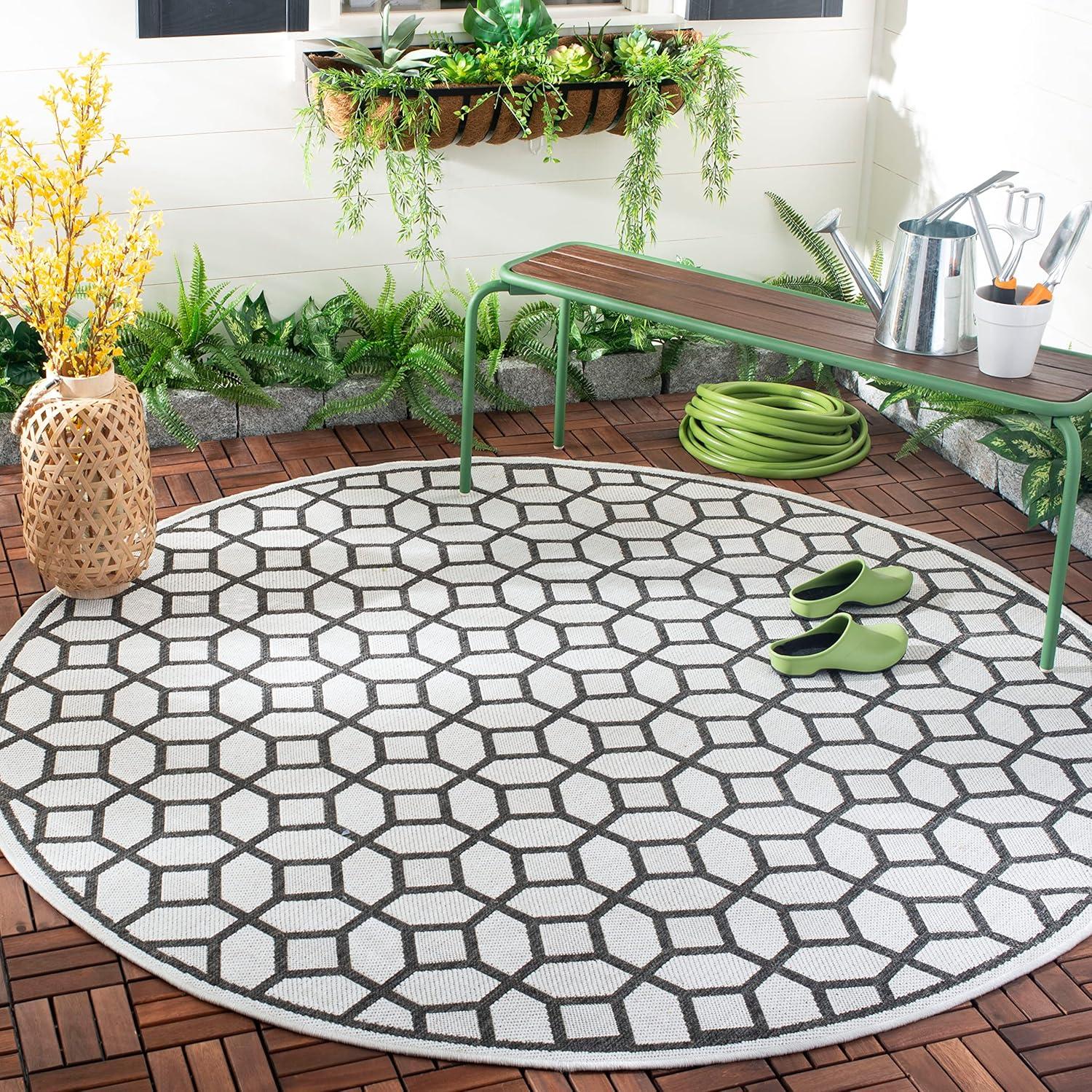 image:imageSAFAVIEH Washable Rug Outdoor Beach House Collection 8 x 10 Beige amp Cream NonShedding amp Easy to Clean Ideal for Patio Backyard Mudroom BHS127DLight GreyCharcoal