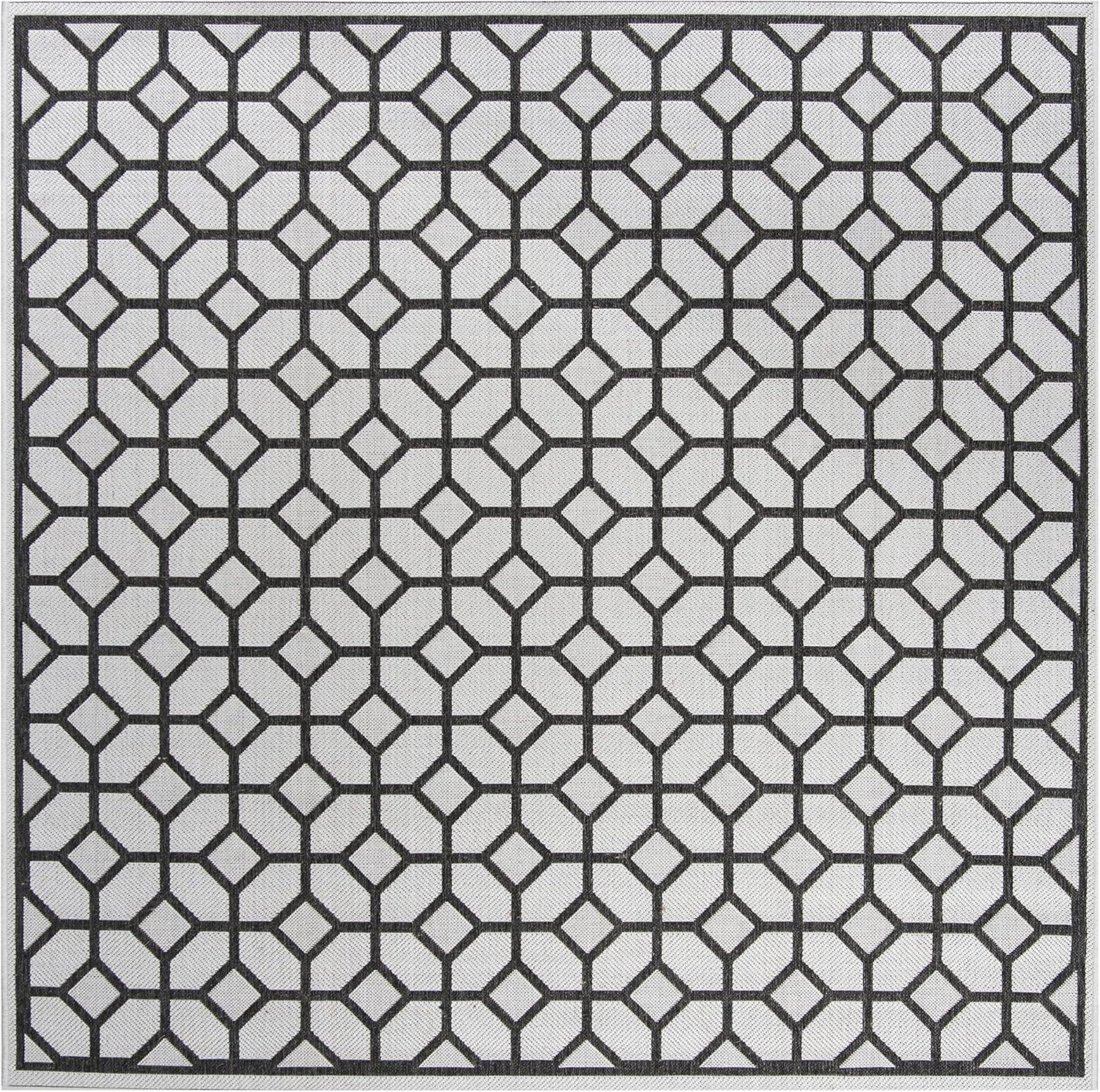 image:imageSAFAVIEH Washable Rug Outdoor Beach House Collection 8 x 10 Beige amp Cream NonShedding amp Easy to Clean Ideal for Patio Backyard Mudroom BHS127DLight GreyCharcoal