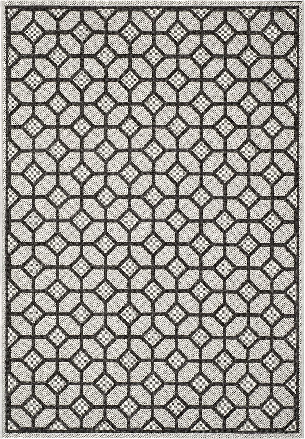 image:imageSAFAVIEH Washable Rug Outdoor Beach House Collection 8 x 10 Beige amp Cream NonShedding amp Easy to Clean Ideal for Patio Backyard Mudroom BHS127DLight GreyCharcoal