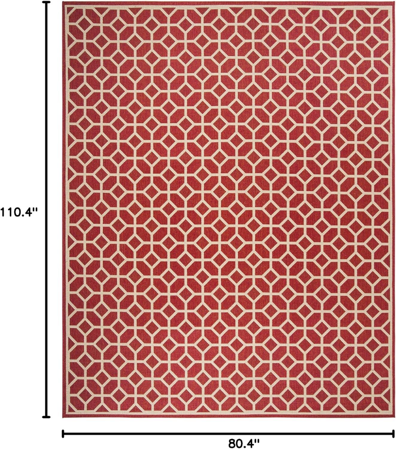 image:imageSAFAVIEH Washable Rug Outdoor Beach House Collection 8 x 10 Beige amp Cream NonShedding amp Easy to Clean Ideal for Patio Backyard Mudroom BHS127DRedCreme