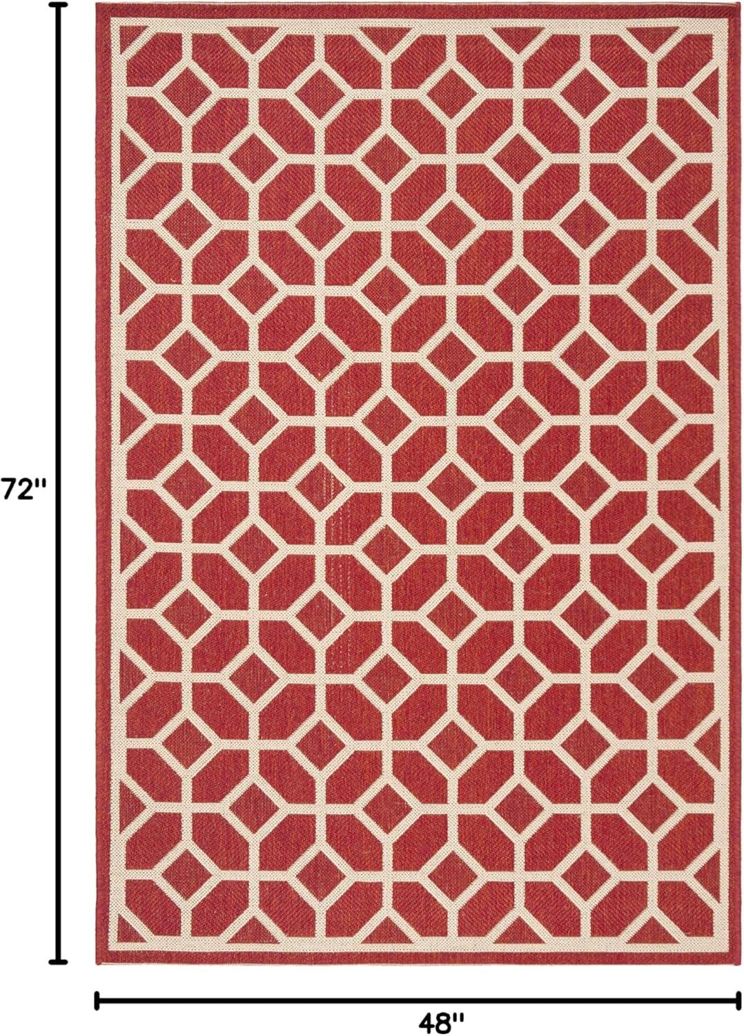image:imageSAFAVIEH Washable Rug Outdoor Beach House Collection 8 x 10 Beige amp Cream NonShedding amp Easy to Clean Ideal for Patio Backyard Mudroom BHS127DRedCreme