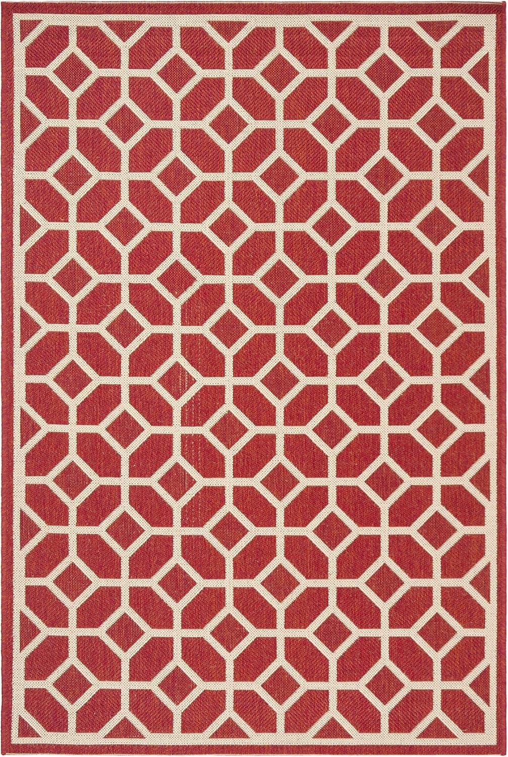 image:imageSAFAVIEH Washable Rug Outdoor Beach House Collection 8 x 10 Beige amp Cream NonShedding amp Easy to Clean Ideal for Patio Backyard Mudroom BHS127DRedCreme