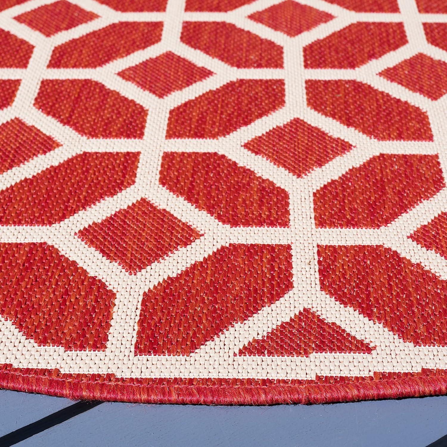 image:imageSAFAVIEH Washable Rug Outdoor Beach House Collection 8 x 10 Beige amp Cream NonShedding amp Easy to Clean Ideal for Patio Backyard Mudroom BHS127DRedCreme