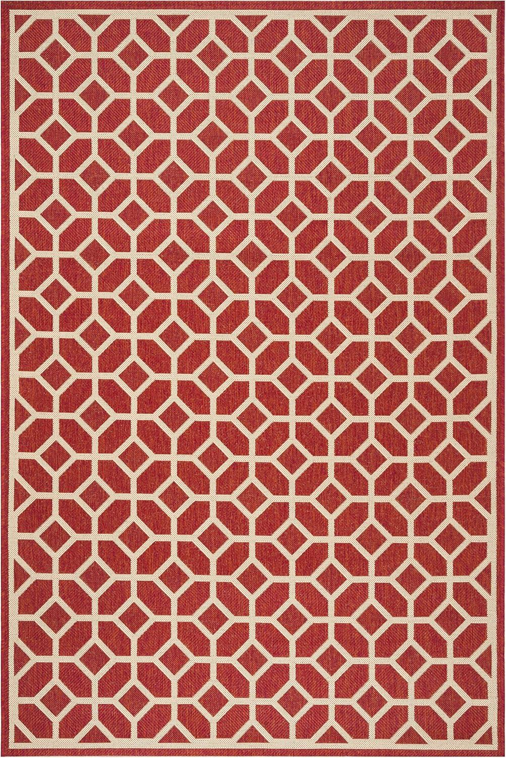 image:imageSAFAVIEH Washable Rug Outdoor Beach House Collection 8 x 10 Beige amp Cream NonShedding amp Easy to Clean Ideal for Patio Backyard Mudroom BHS127DRedCreme