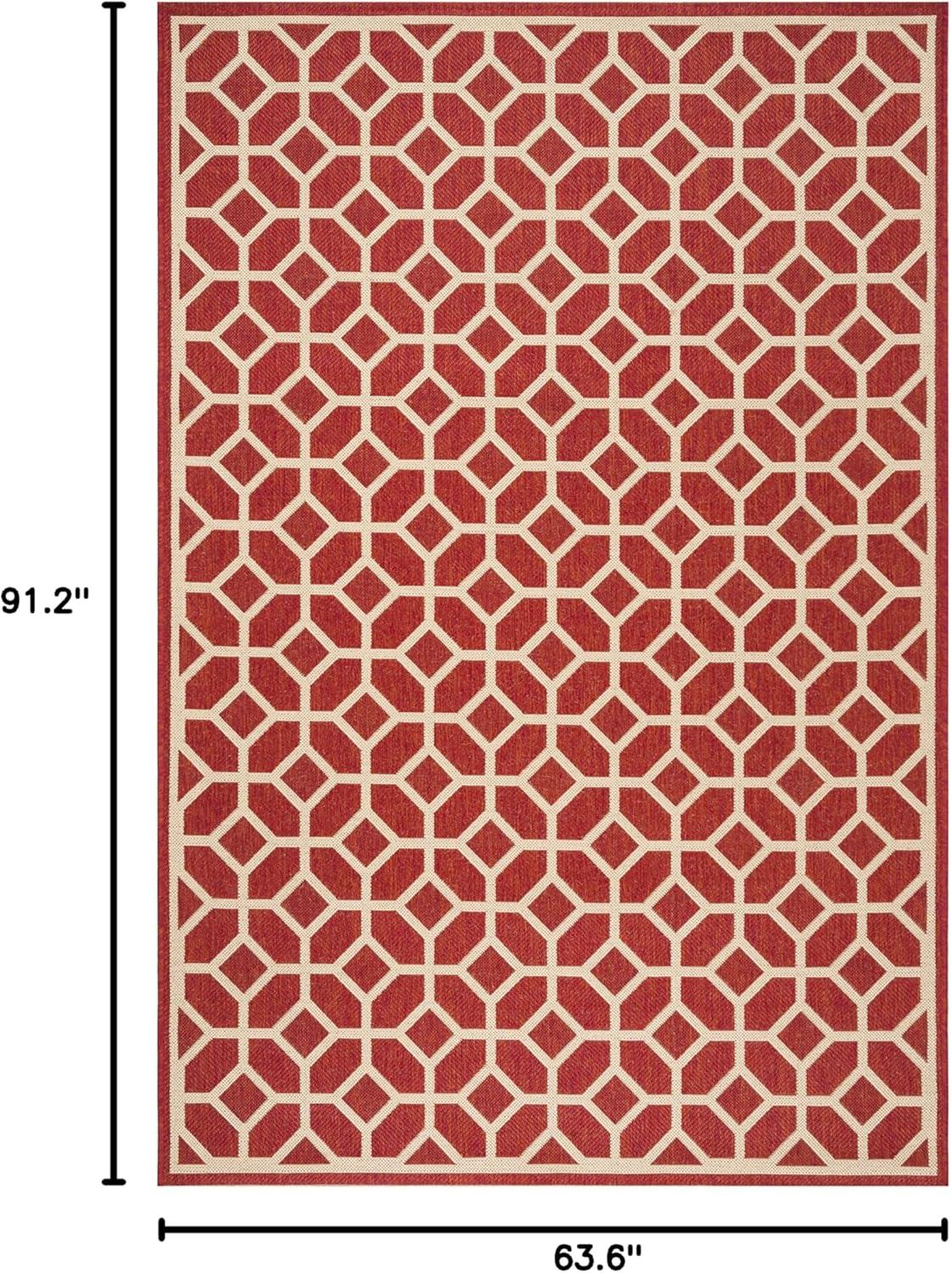 image:imageSAFAVIEH Washable Rug Outdoor Beach House Collection 8 x 10 Beige amp Cream NonShedding amp Easy to Clean Ideal for Patio Backyard Mudroom BHS127DRedCreme