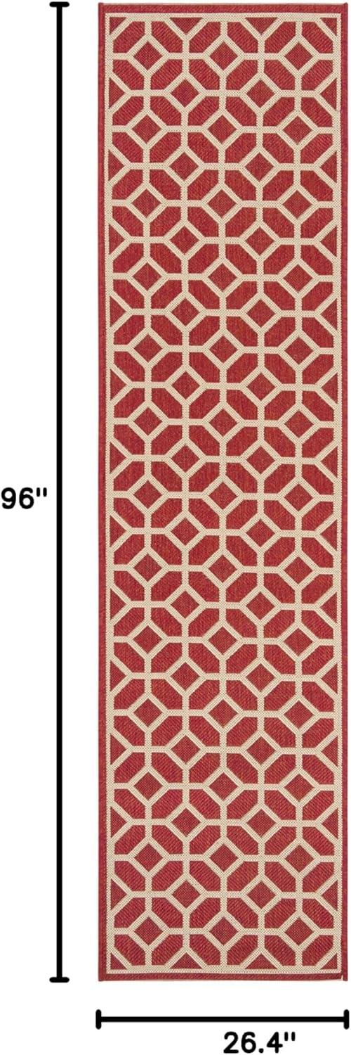 image:imageSAFAVIEH Washable Rug Outdoor Beach House Collection 8 x 10 Beige amp Cream NonShedding amp Easy to Clean Ideal for Patio Backyard Mudroom BHS127DRedCreme