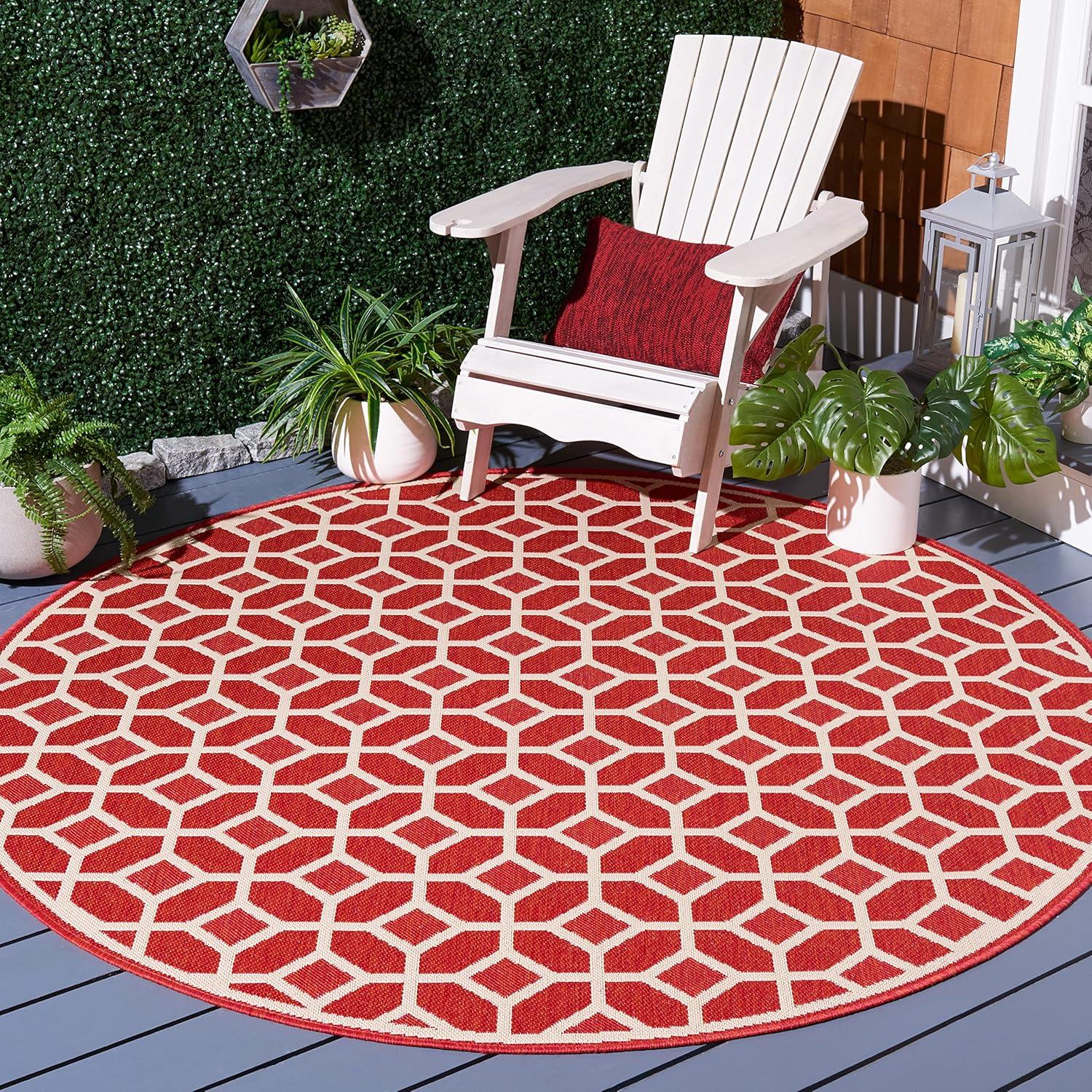 image:imageSAFAVIEH Washable Rug Outdoor Beach House Collection 8 x 10 Beige amp Cream NonShedding amp Easy to Clean Ideal for Patio Backyard Mudroom BHS127DRedCreme