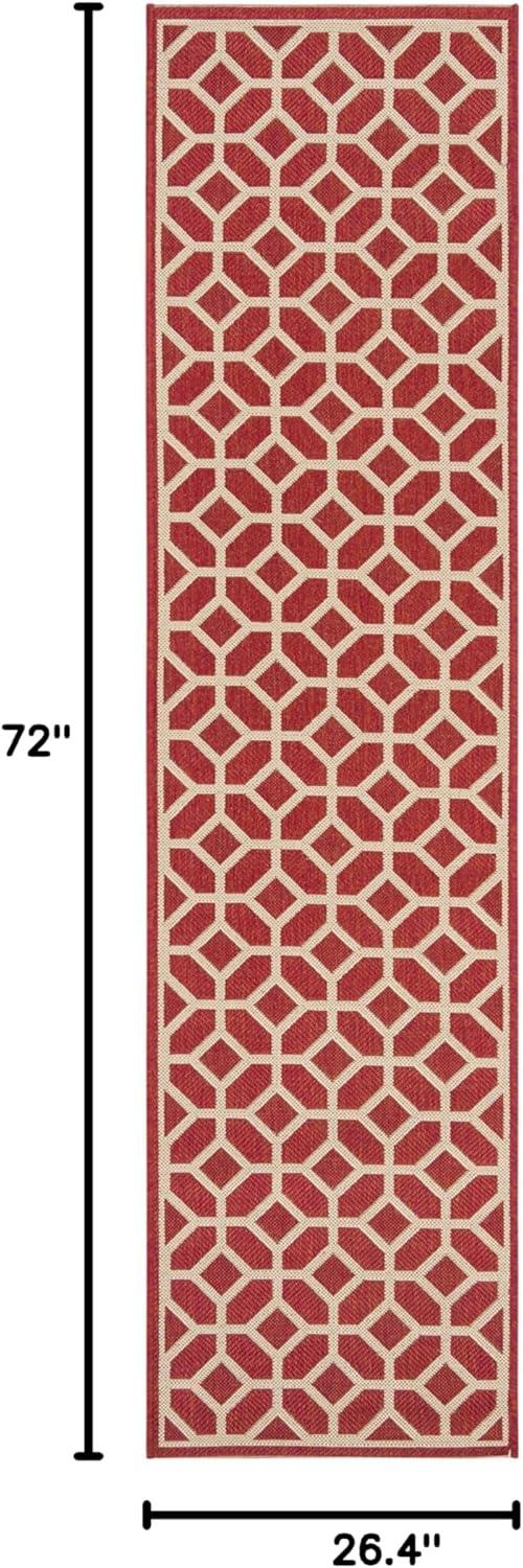 image:imageSAFAVIEH Washable Rug Outdoor Beach House Collection 8 x 10 Beige amp Cream NonShedding amp Easy to Clean Ideal for Patio Backyard Mudroom BHS127DRedCreme