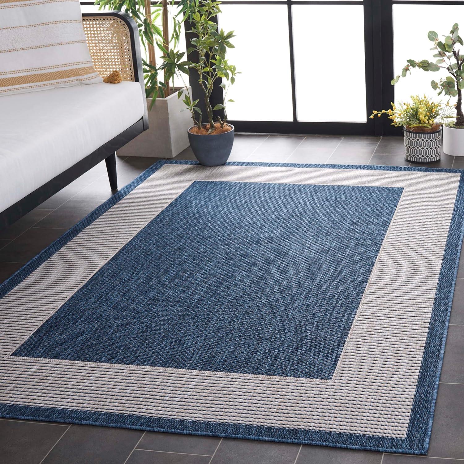 image:imageSAFAVIEH Washable Rug Outdoor Beach House Collection 8 x 10 Blue amp Ivory NonShedding amp Easy to Clean Ideal for Patio Backyard Mudroom BHS286MBlueIvory