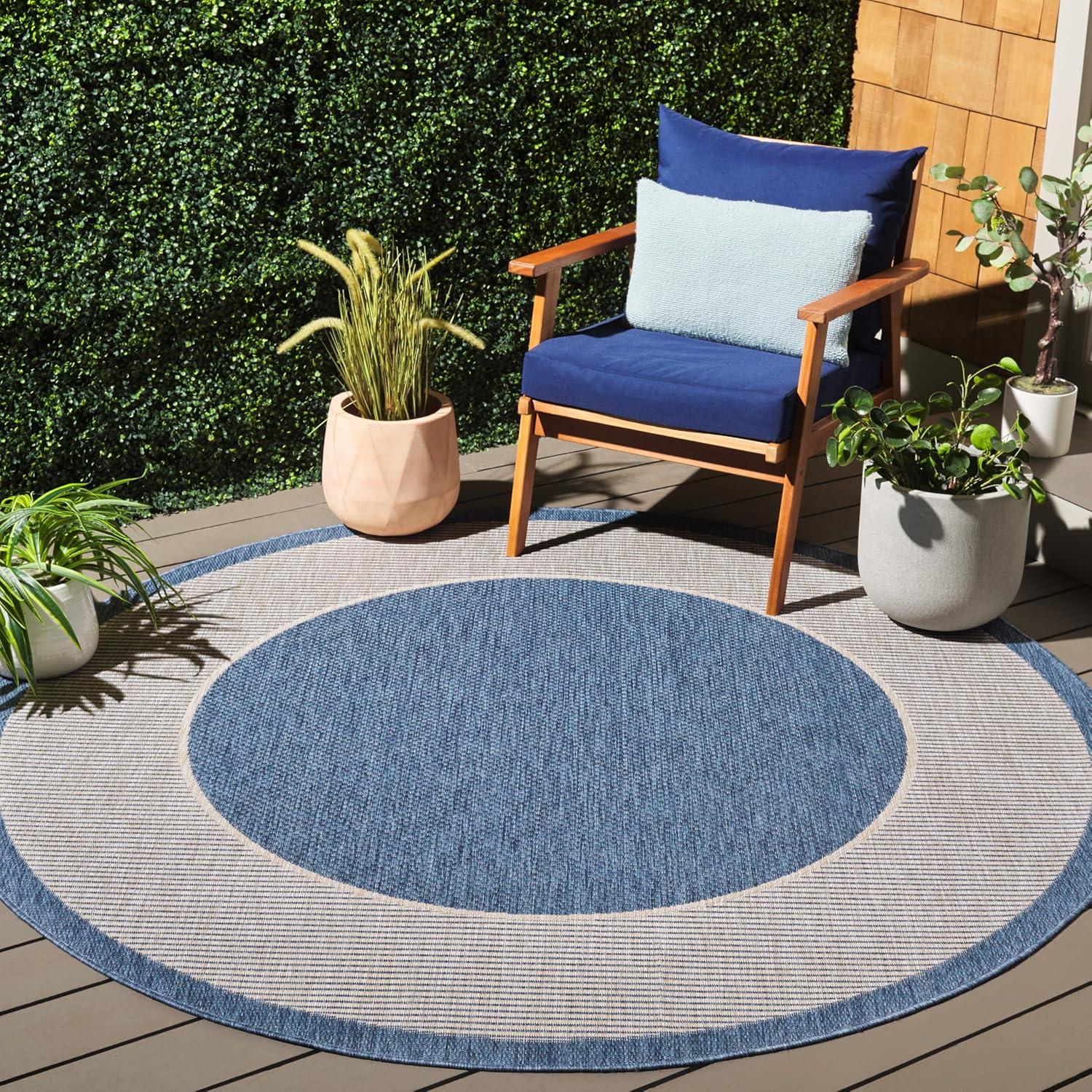 image:imageSAFAVIEH Washable Rug Outdoor Beach House Collection 8 x 10 Blue amp Ivory NonShedding amp Easy to Clean Ideal for Patio Backyard Mudroom BHS286MBlueIvory