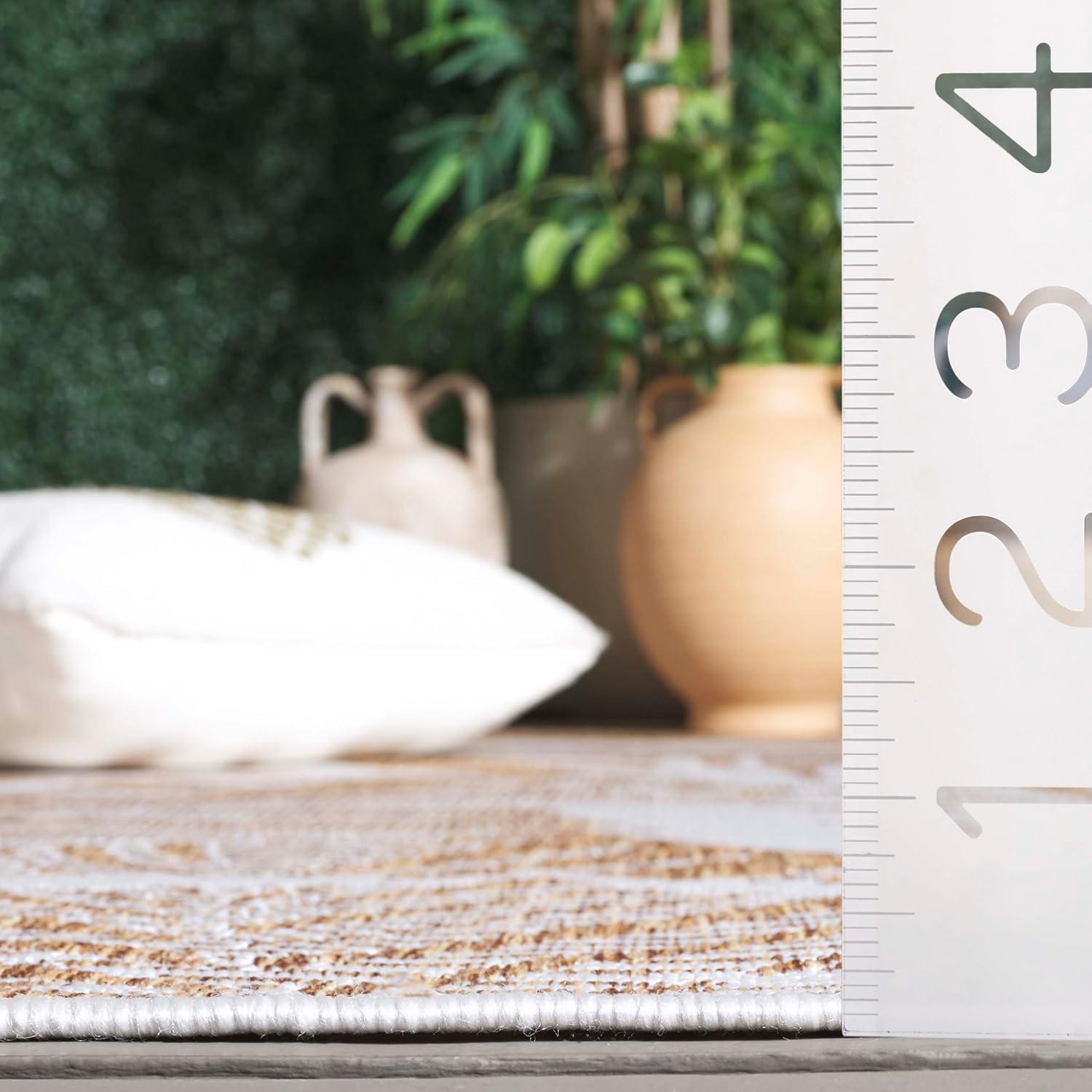 image:imageSAFAVIEH Washable Rug Outdoor Beach House Collection 8 x 10 Blue amp Ivory NonShedding amp Easy to Clean Ideal for Patio Backyard Mudroom BHS294MBrownIvory