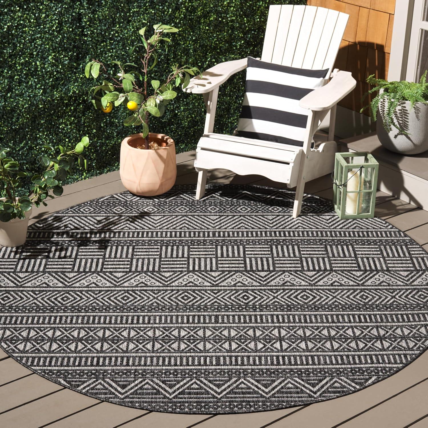 image:imageSAFAVIEH Washable Rug Outdoor Beach House Collection 8 x 10 Charcoal amp Grey NonShedding amp Easy to Clean Ideal for Patio Backyard Mudroom BHS288HCharcoalGrey